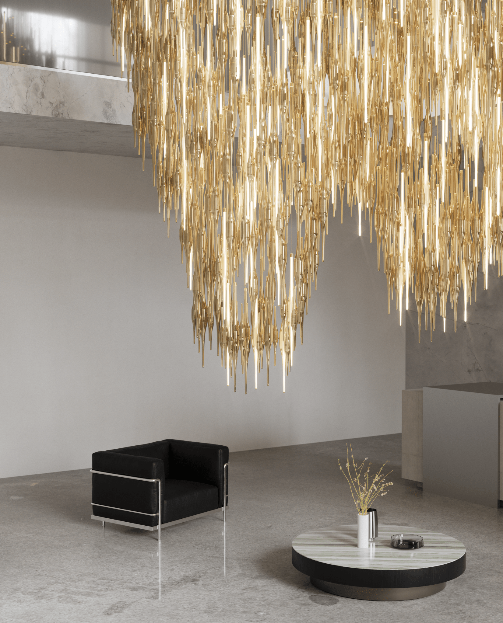 Vitara Glass Drop Customizable Chandelier