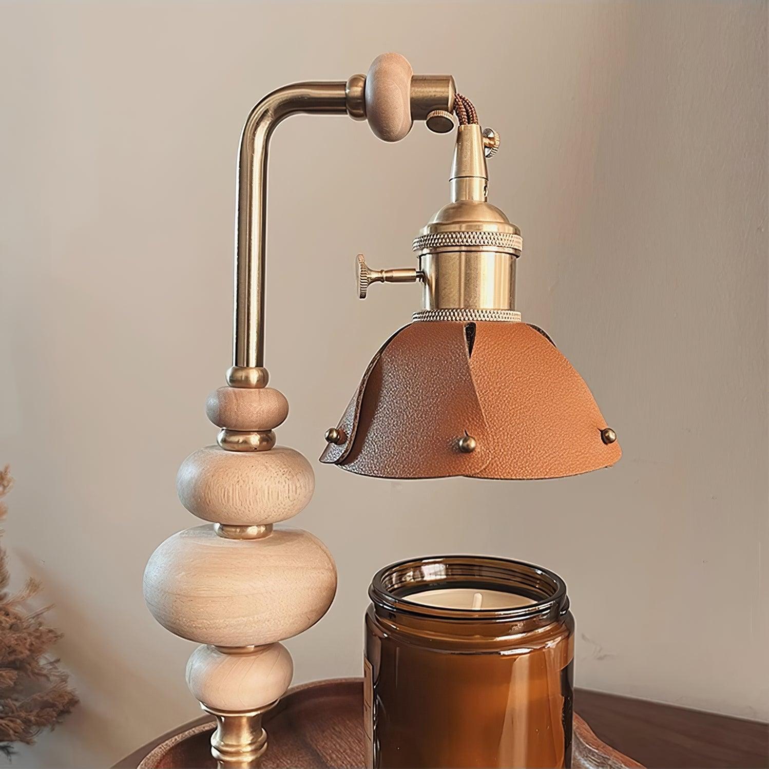 Walnut Flower Tray Table Lamp 7.1