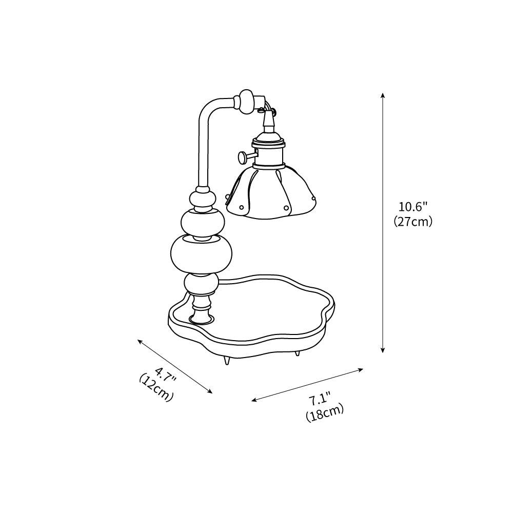 Walnut Flower Tray Table Lamp 7.1