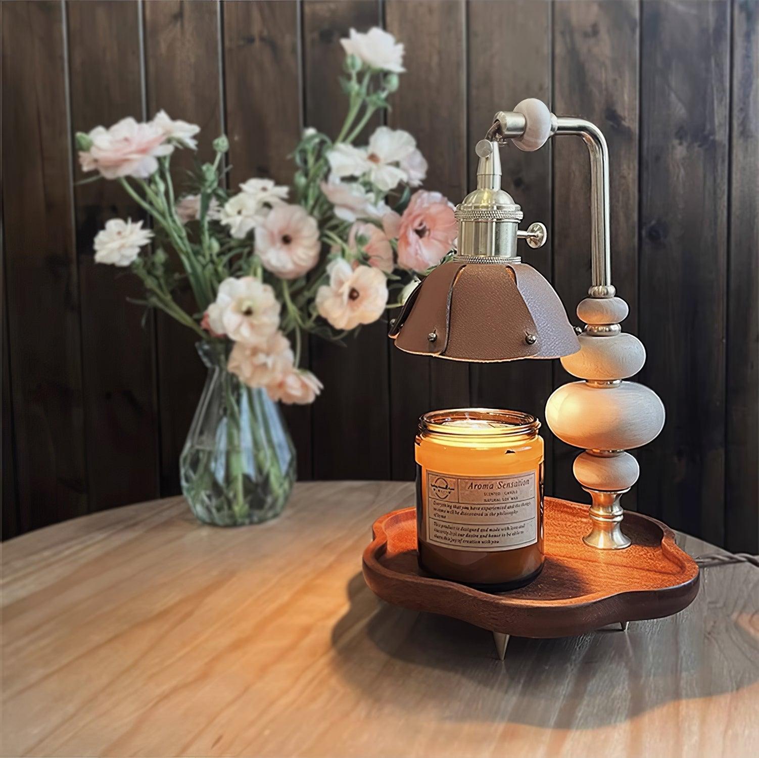 Walnut Flower Tray Table Lamp 7.1