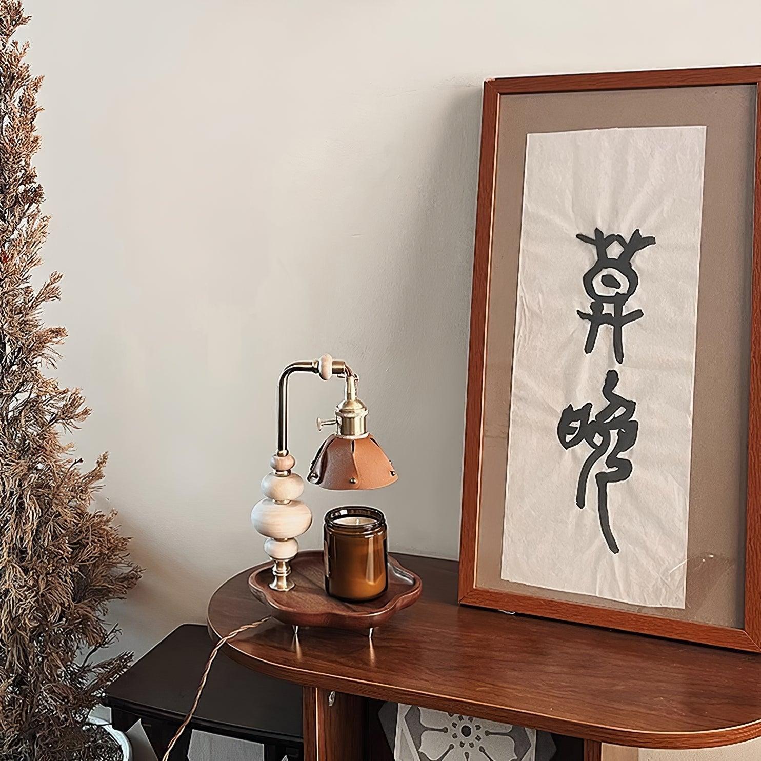 Walnut Flower Tray Table Lamp 7.1