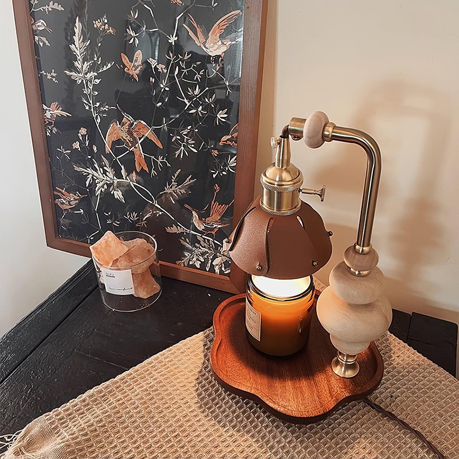 Walnut Flower Tray Table Lamp 7.1