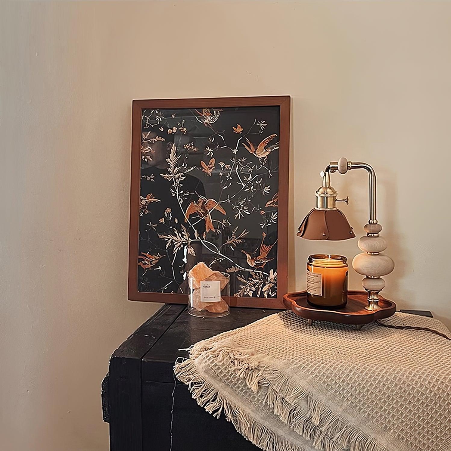 Walnut Flower Tray Table Lamp 7.1