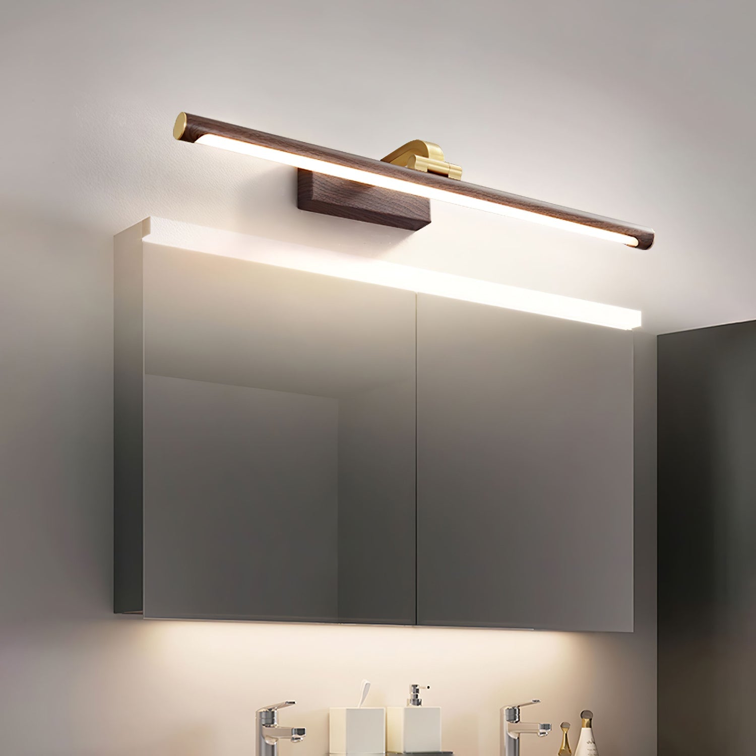 Walnut Color Linear LED Wall-mounted Light Wall Light