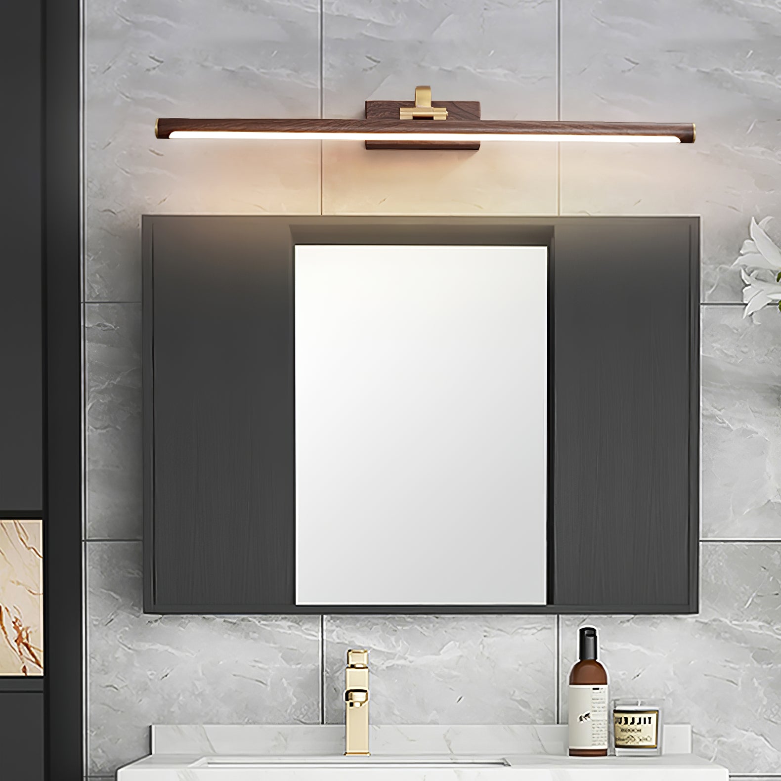 Walnut Color Linear LED Wall-mounted Light Wall Light