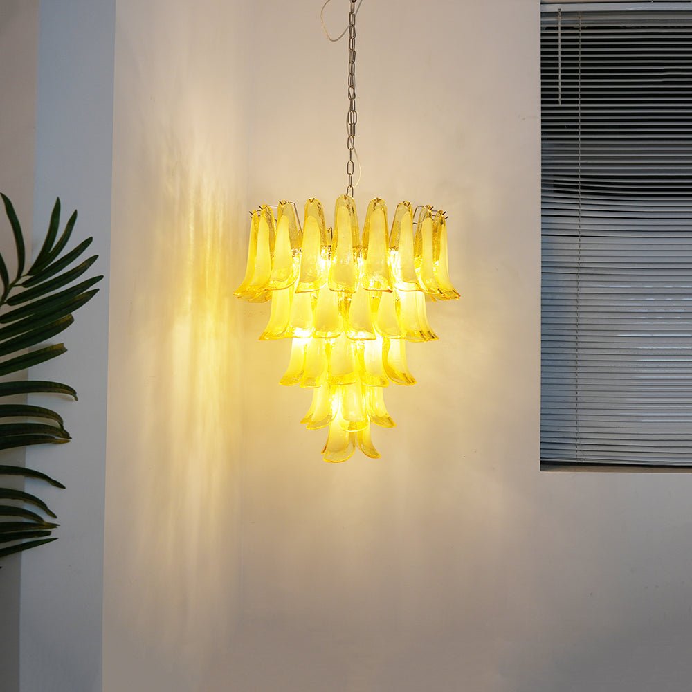 Close-up angle of Wave Murano Glass Chandelier showing form and material detail
