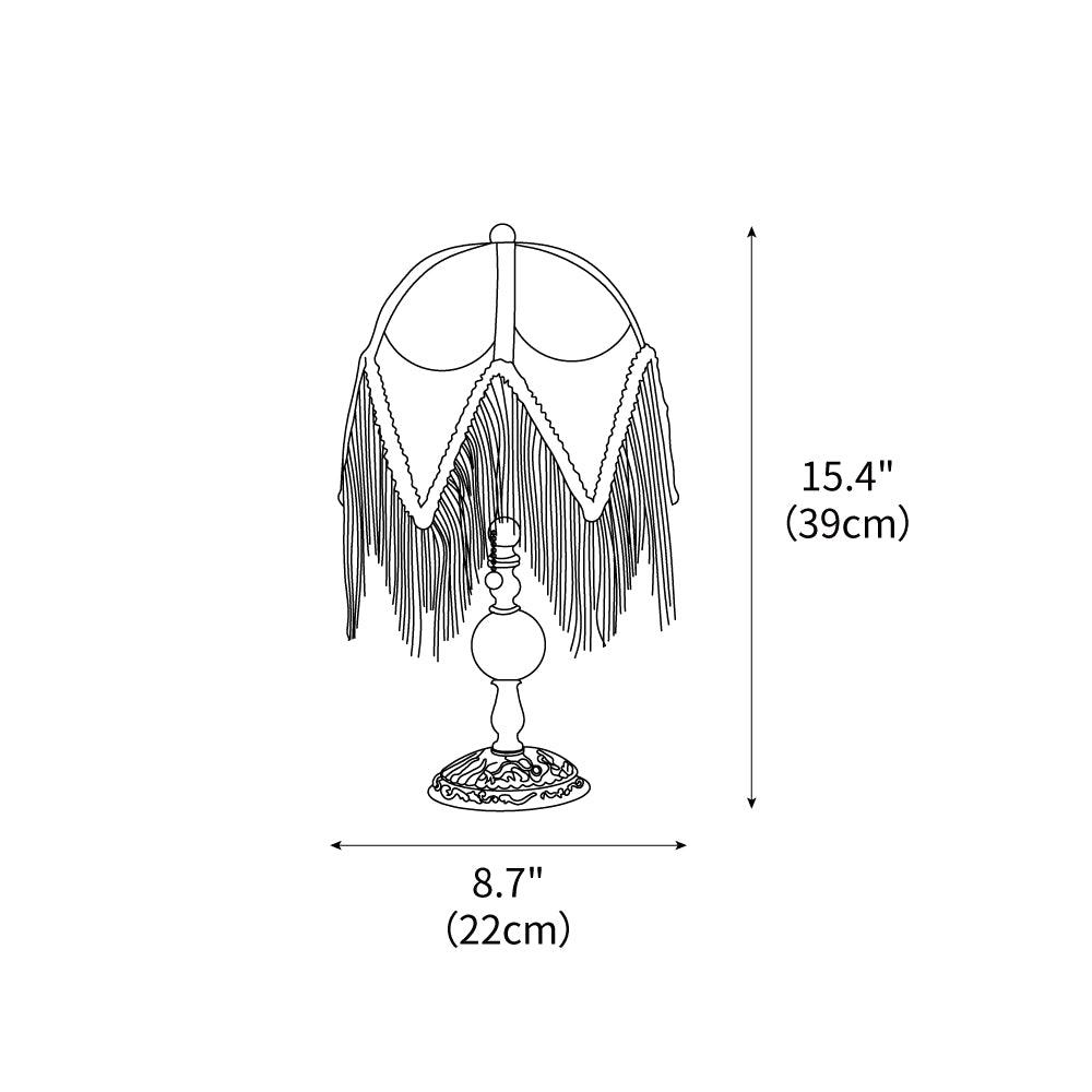 With Fringes Vintage Flowered Table Lamp 8.7