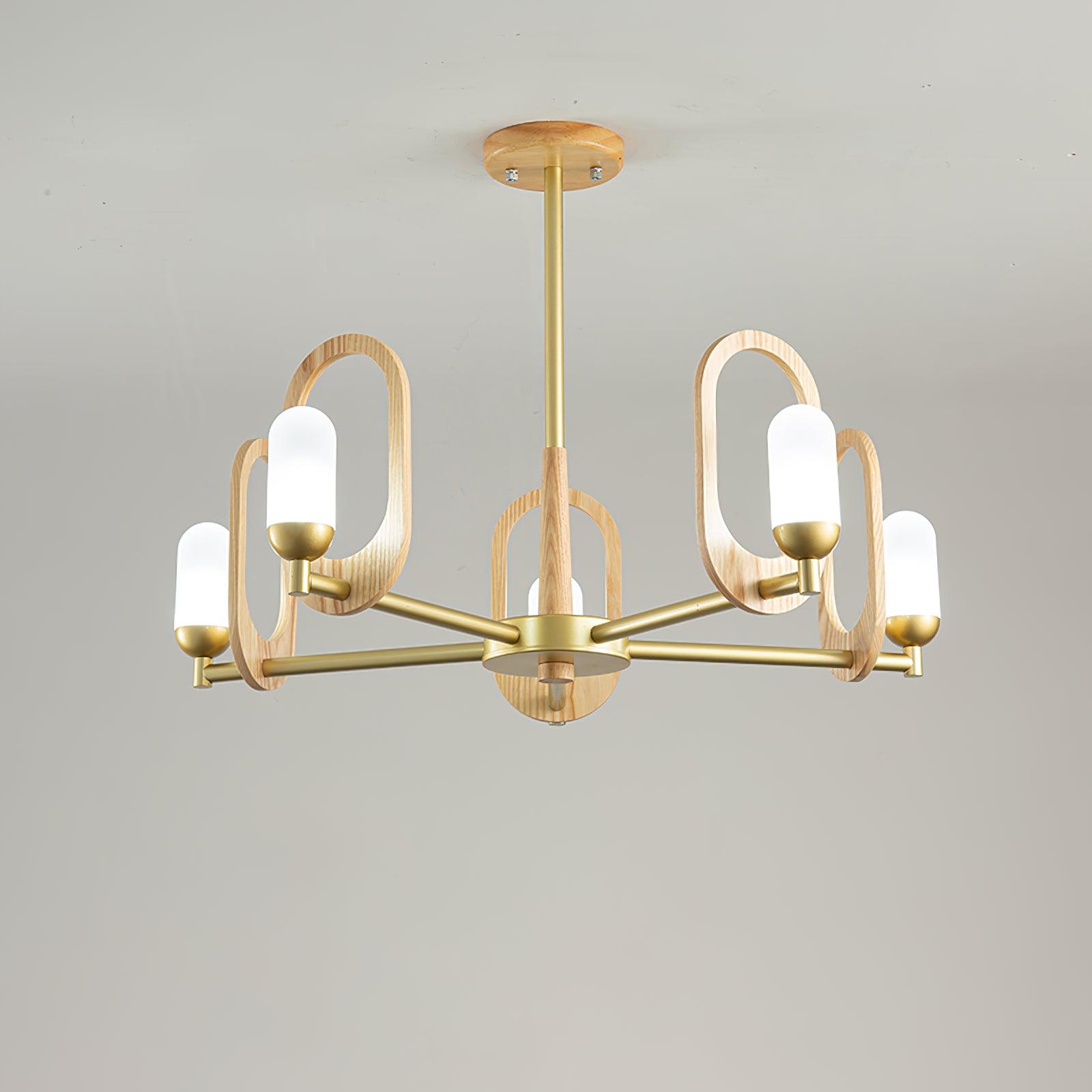 Wood Art Halo Candelabrum Chandelier