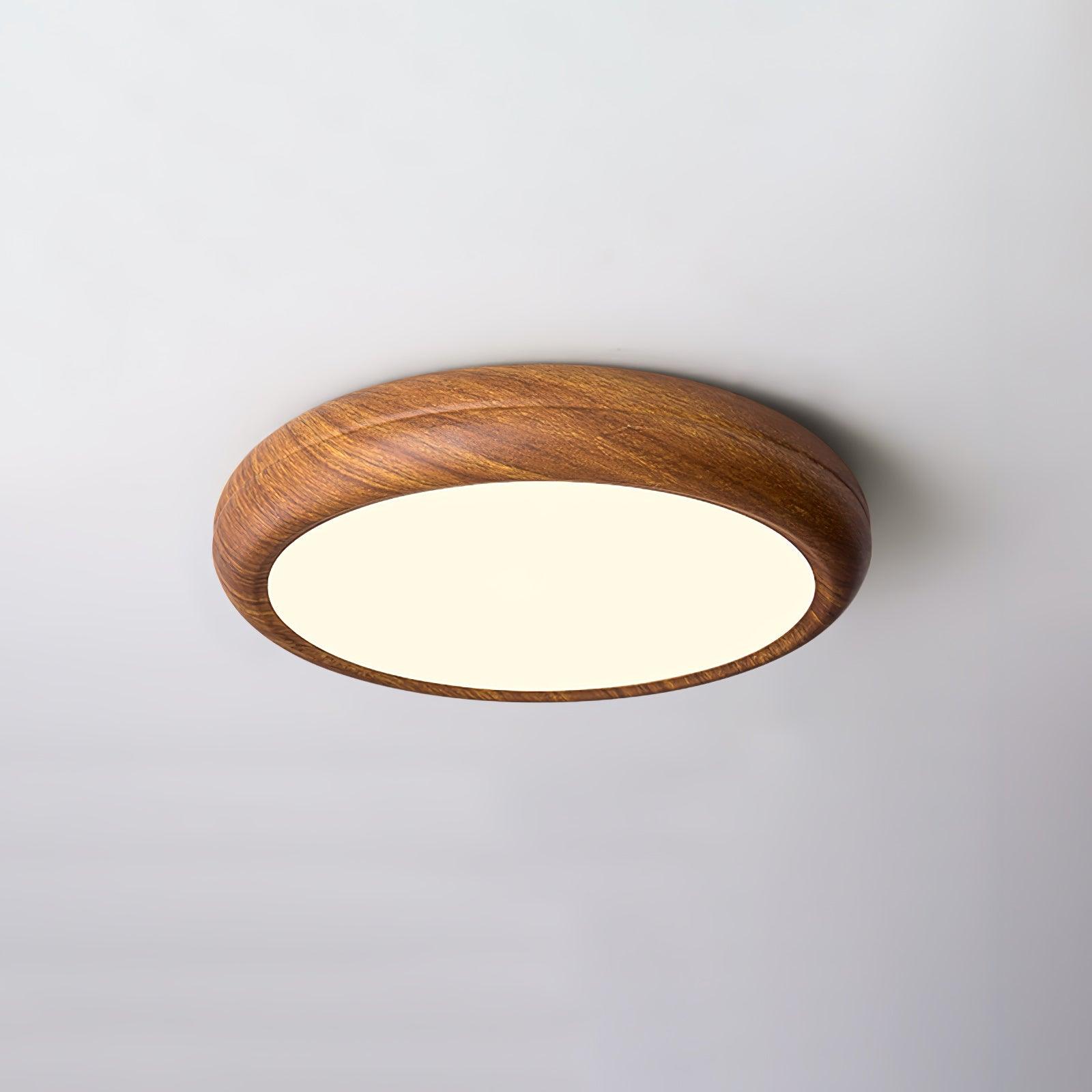 Wood Grain Round Overhead Light Ceiling Lamp