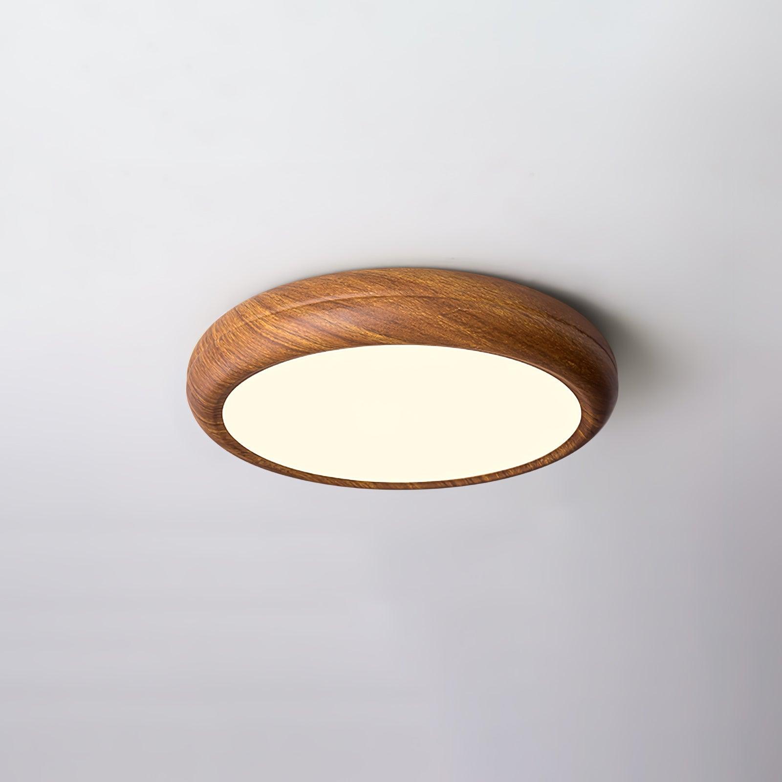 Wood Grain Round Overhead Light Ceiling Lamp