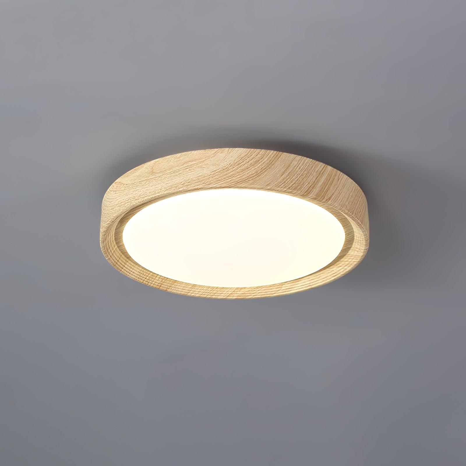 Wood Grain Round Overhead Light Ceiling Lamp