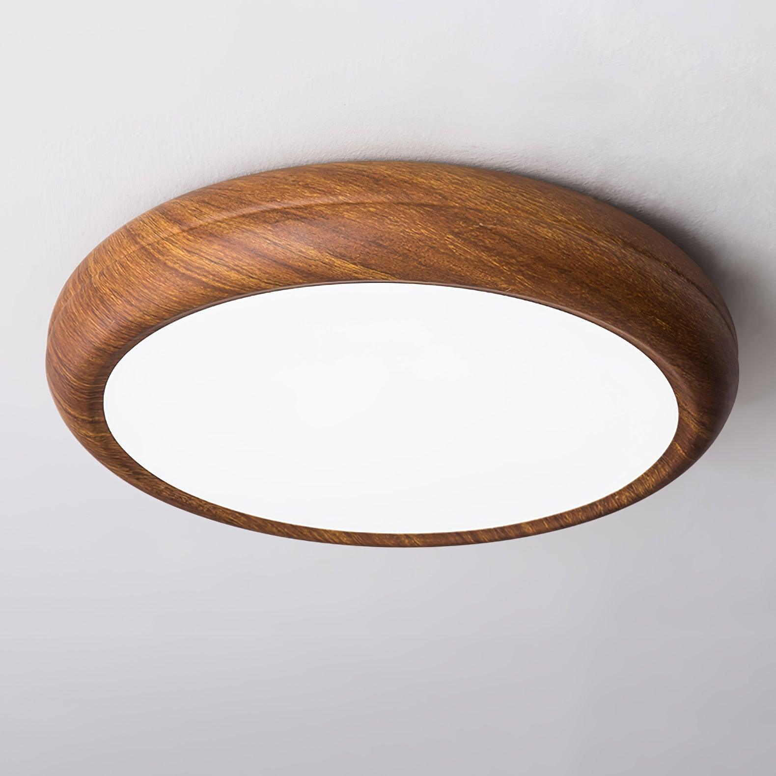 Wood Grain Round Overhead Light Ceiling Lamp
