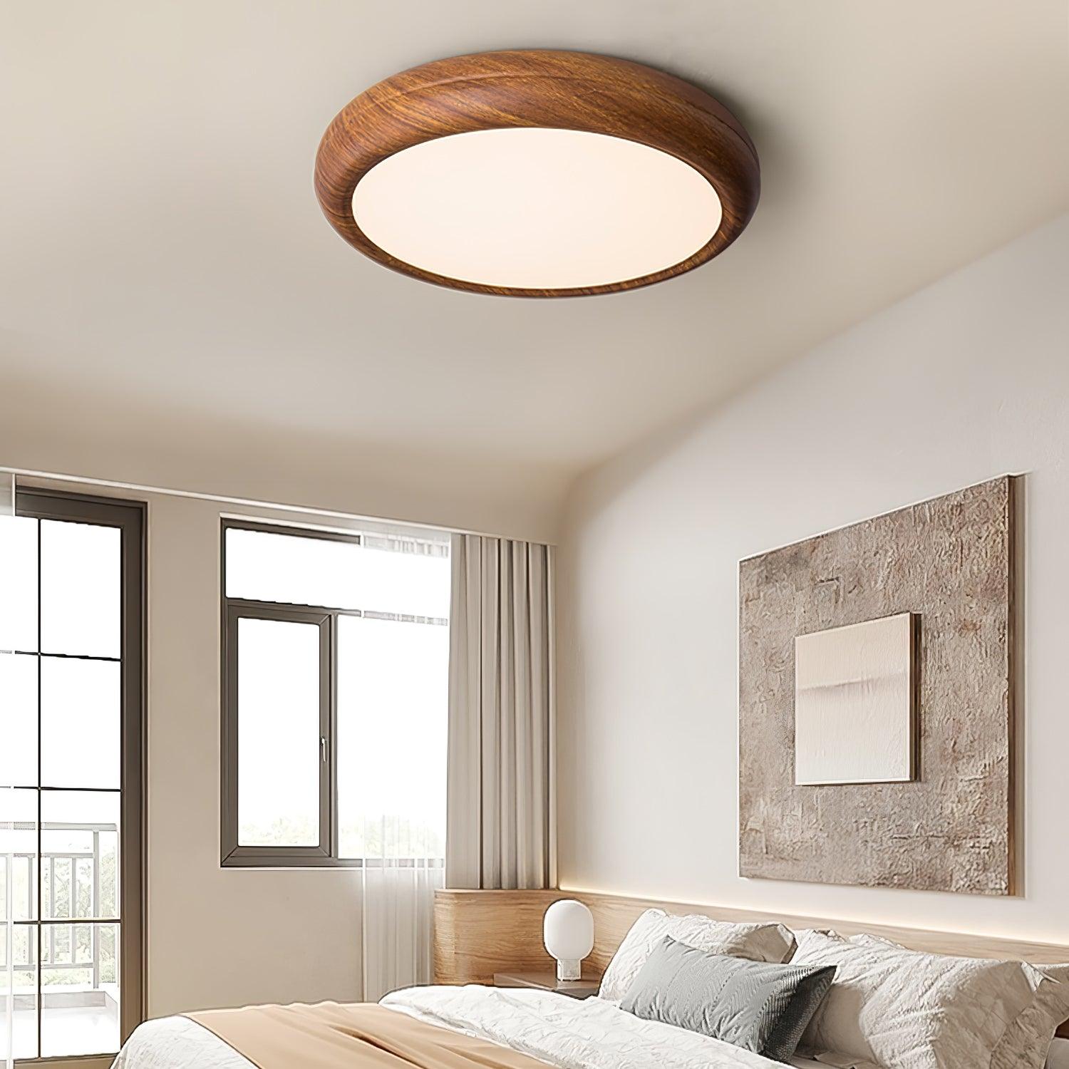 Wood Grain Round Overhead Light Ceiling Lamp