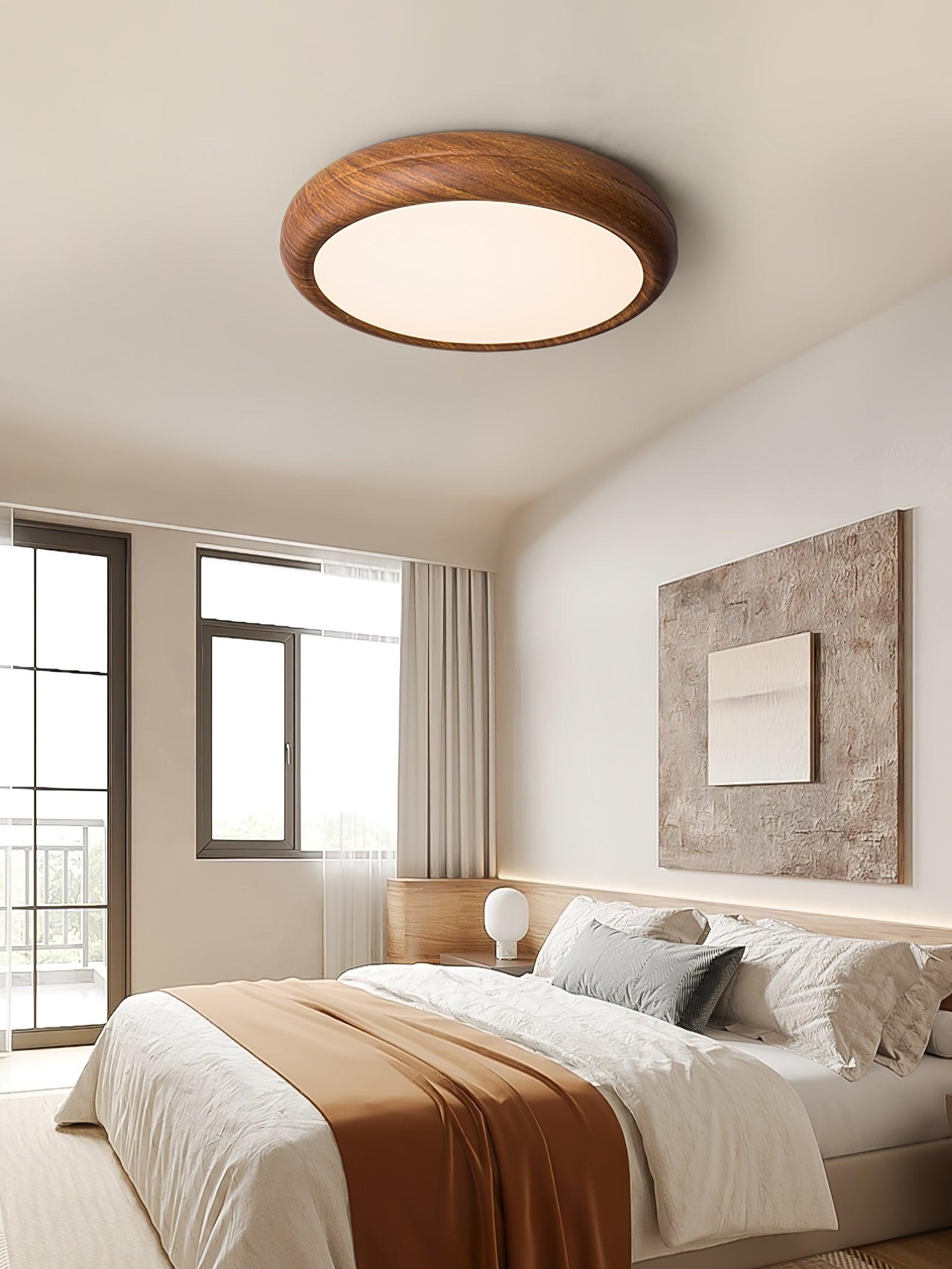Wood Grain Round Overhead Light Ceiling Lamp