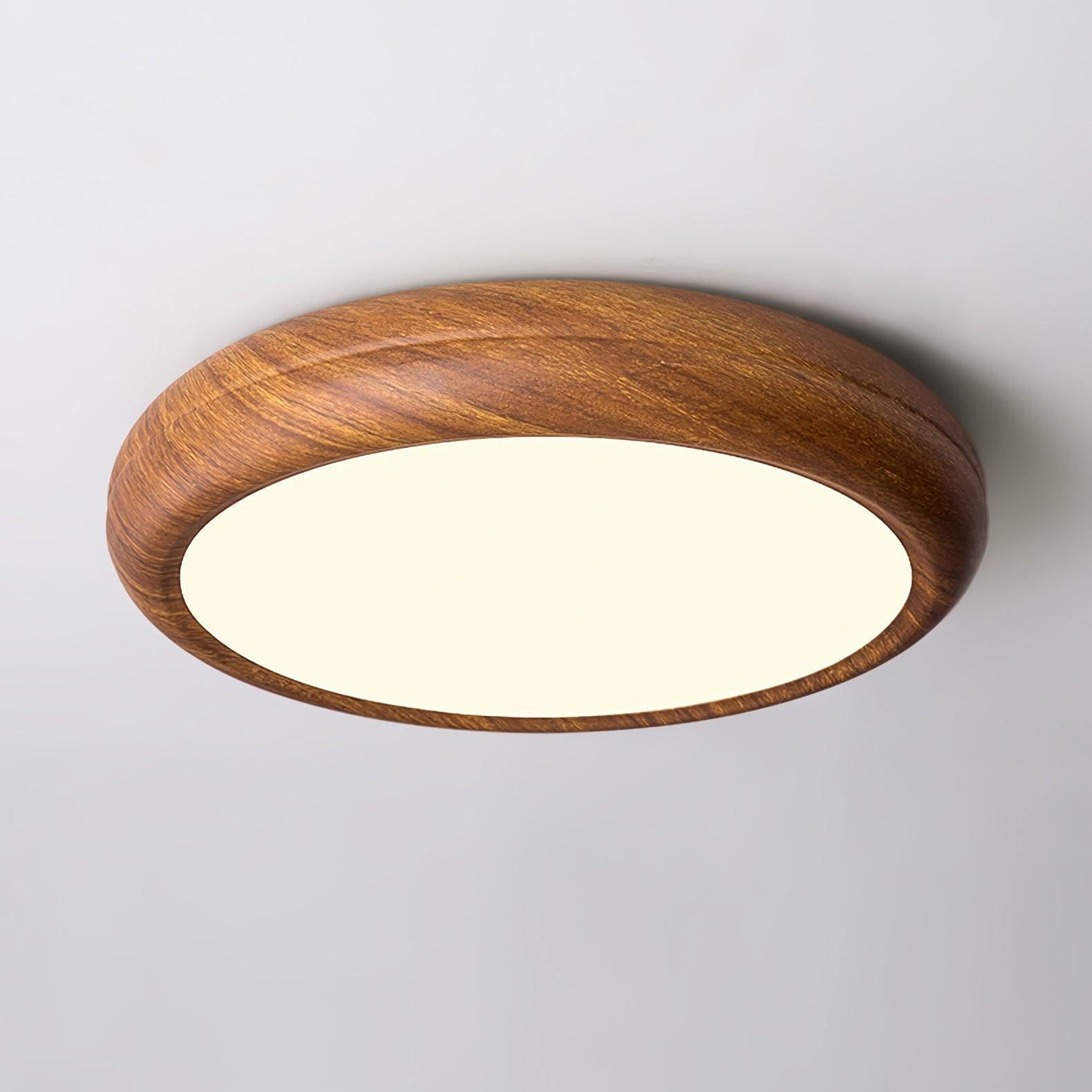 Wood Grain Round Overhead Light Ceiling Lamp