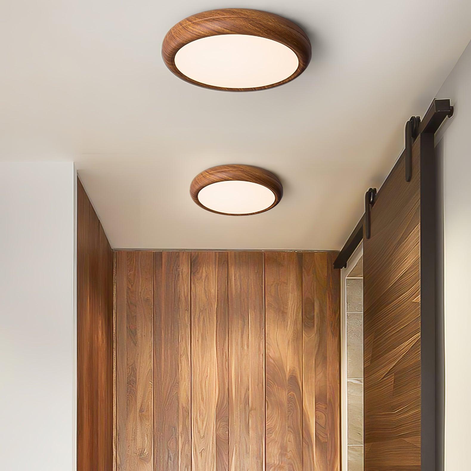 Wood Grain Round Overhead Light Ceiling Lamp