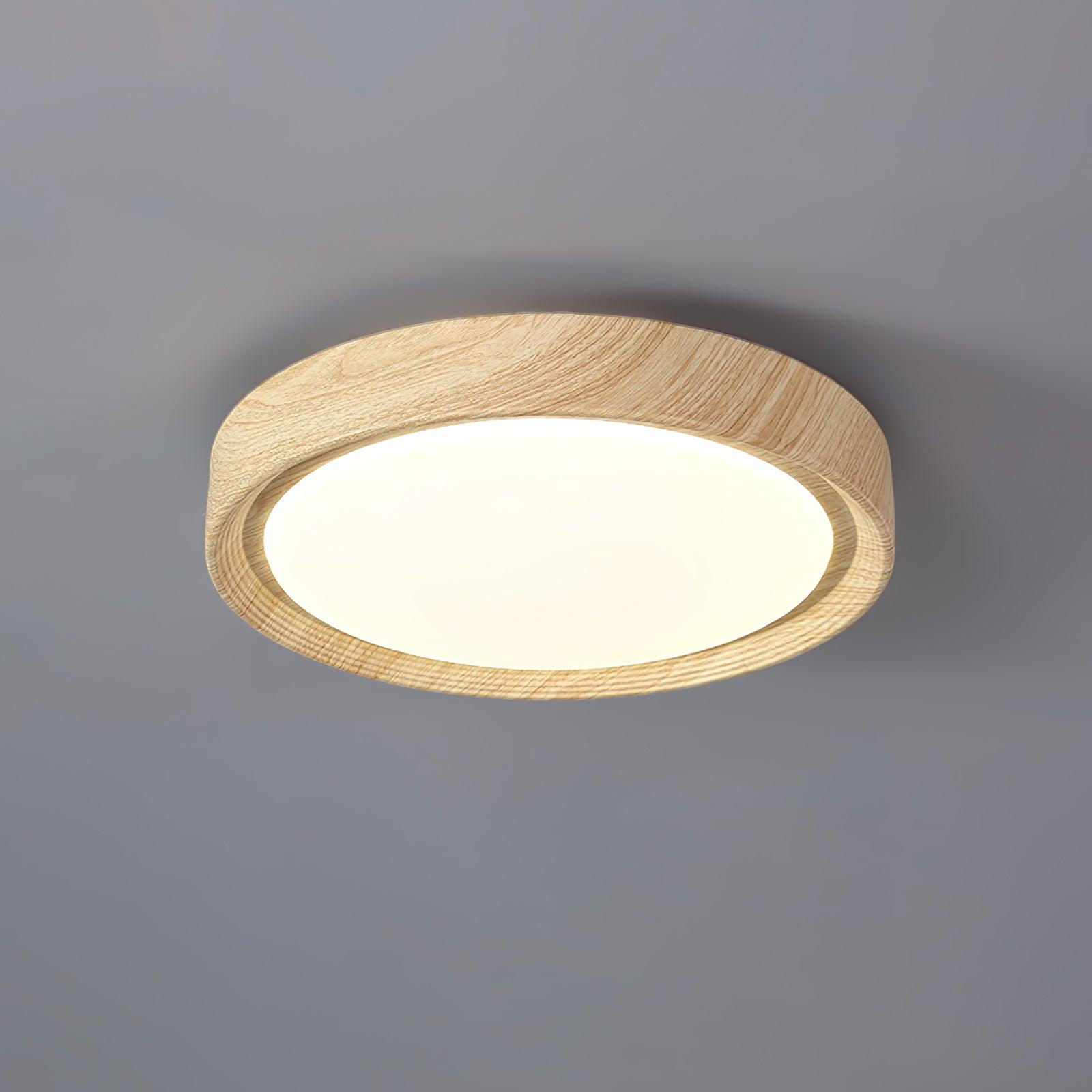 Wood Grain Round Overhead Light Ceiling Lamp