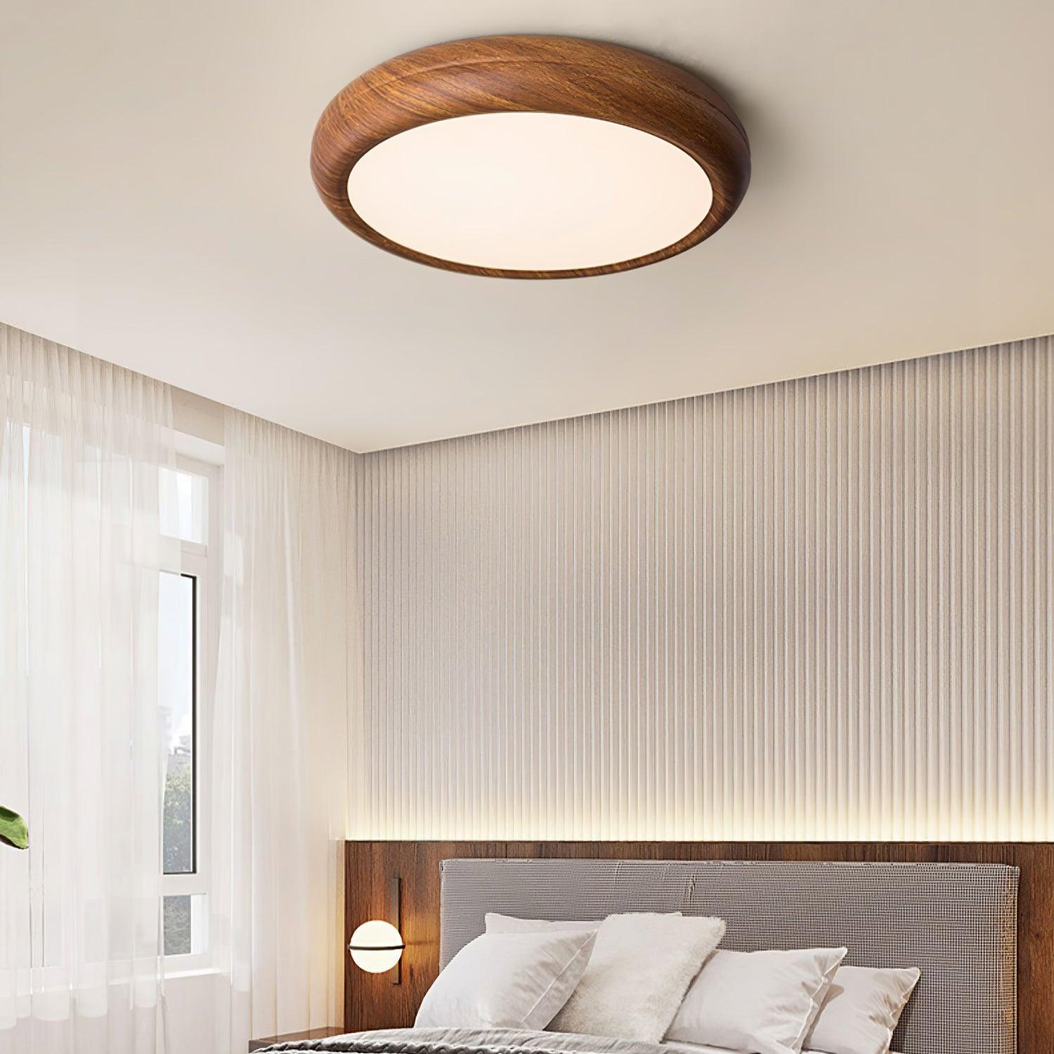 Wood Grain Round Overhead Light Ceiling Lamp