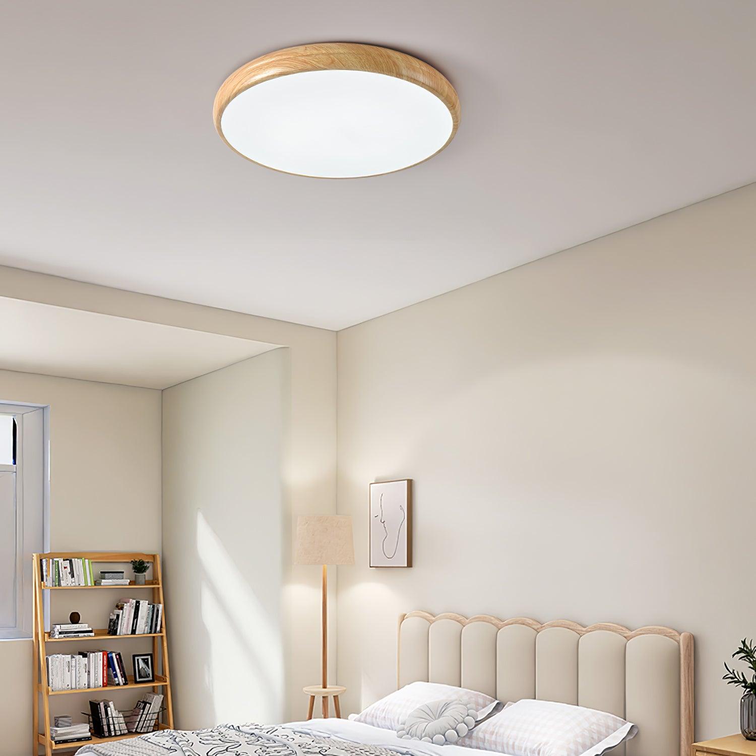 Wood Grain Round Overhead Light Ceiling Lamp