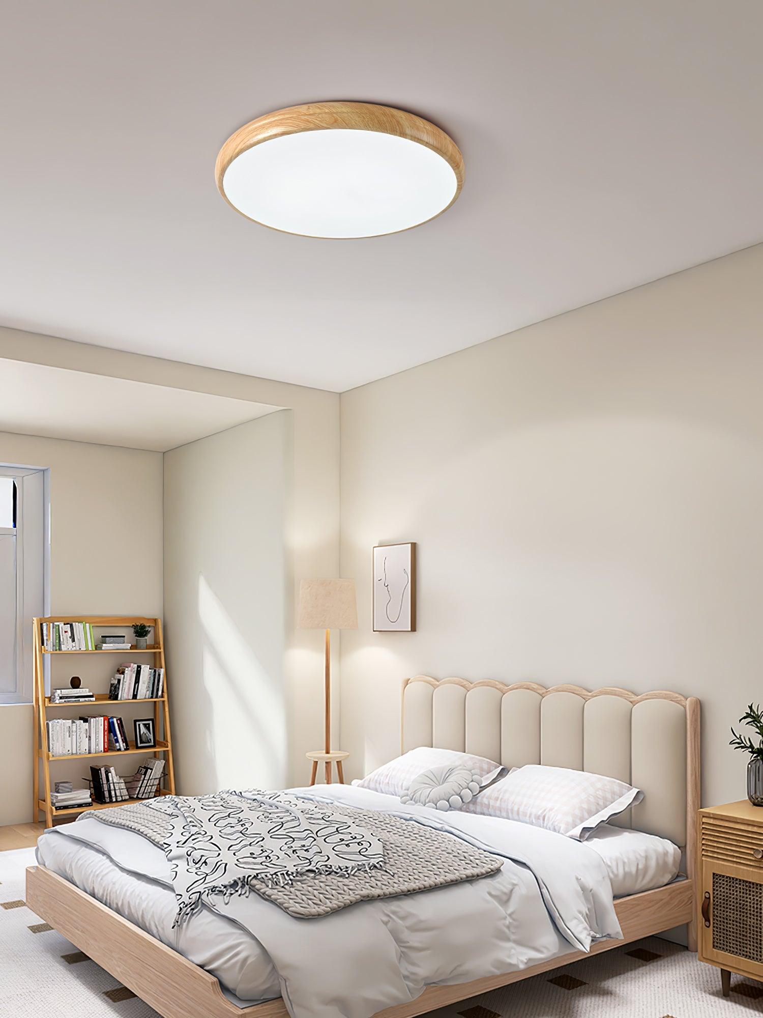 Wood Grain Round Overhead Light Ceiling Lamp