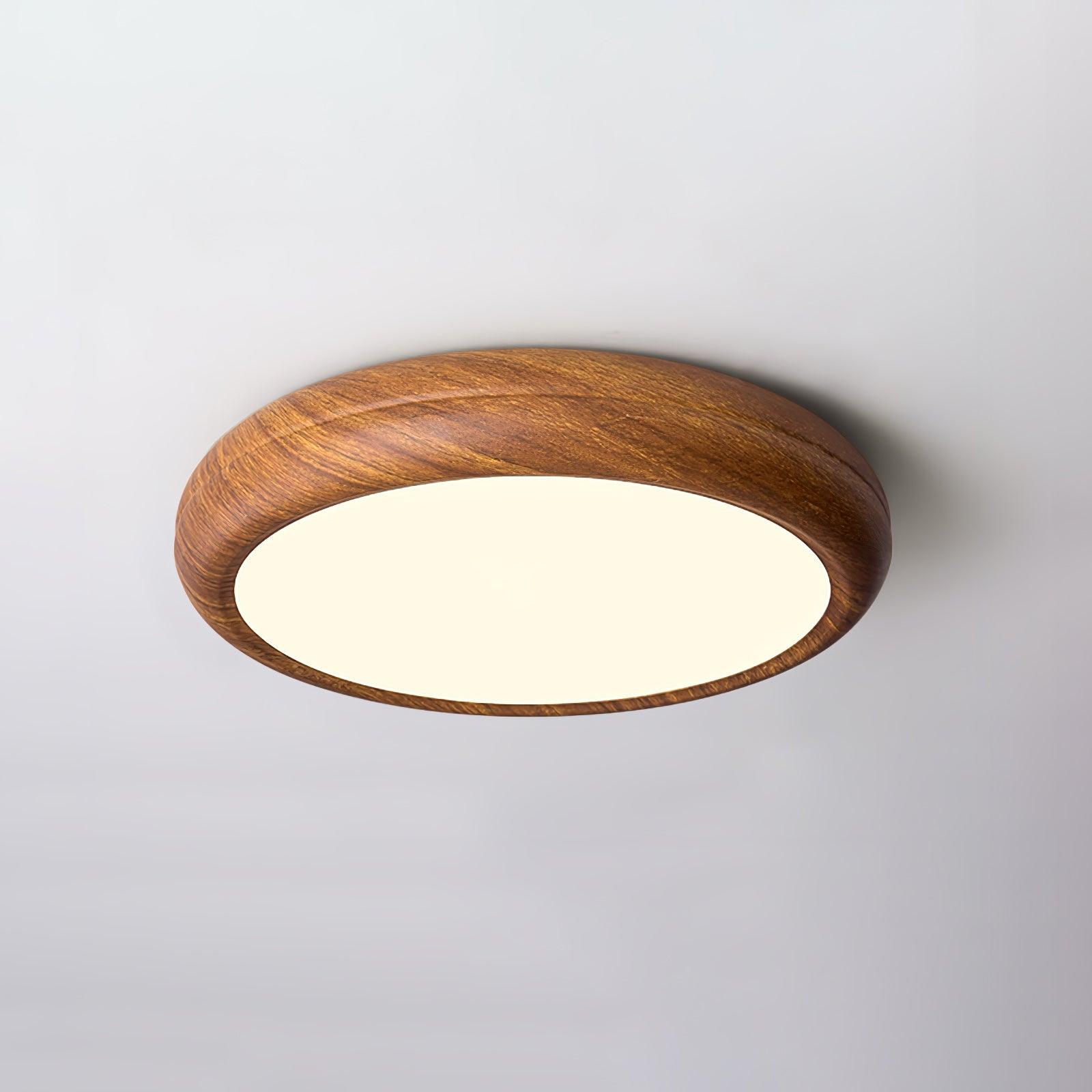 Wood Grain Round Overhead Light Ceiling Lamp