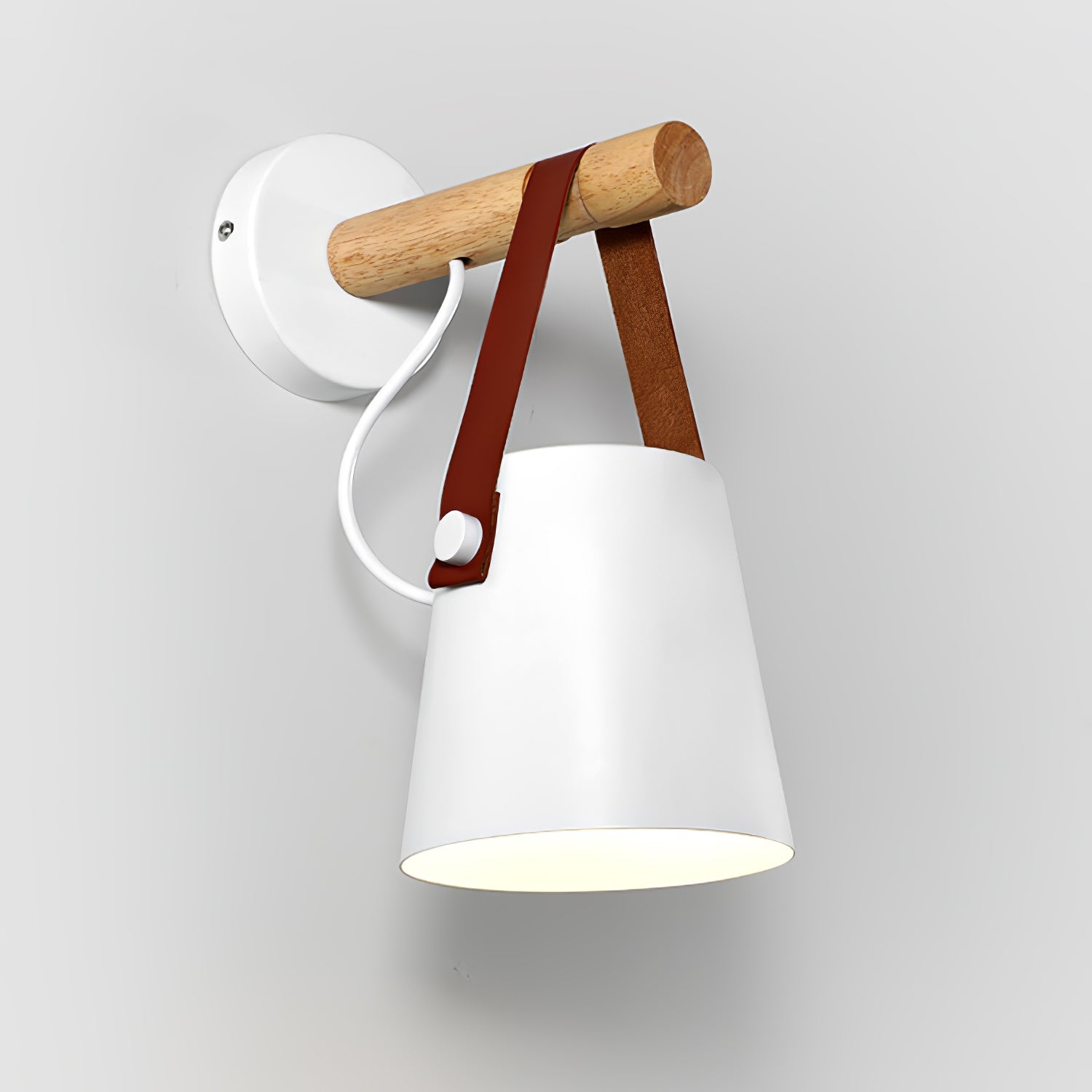 Wooden Conical Wall Light - ∅ 5.1″ x H 8.7″ Metal, Hardwired Wall Sconce, detail 6