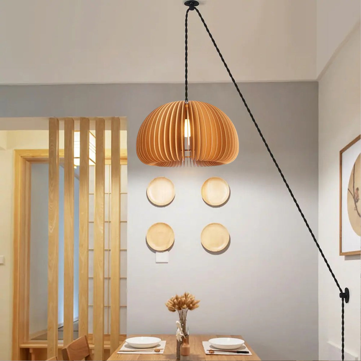 Wooden Pumpkin Swag Lights