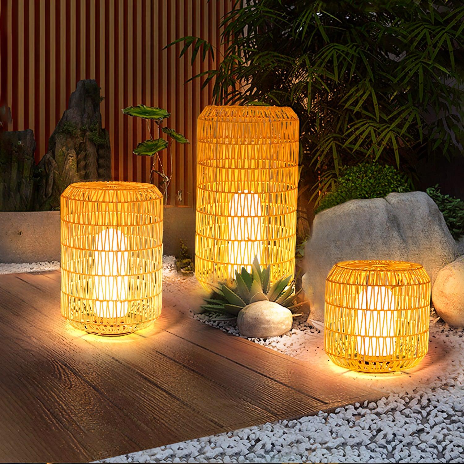 Woven Rattan Outdoor Lamp End Table
