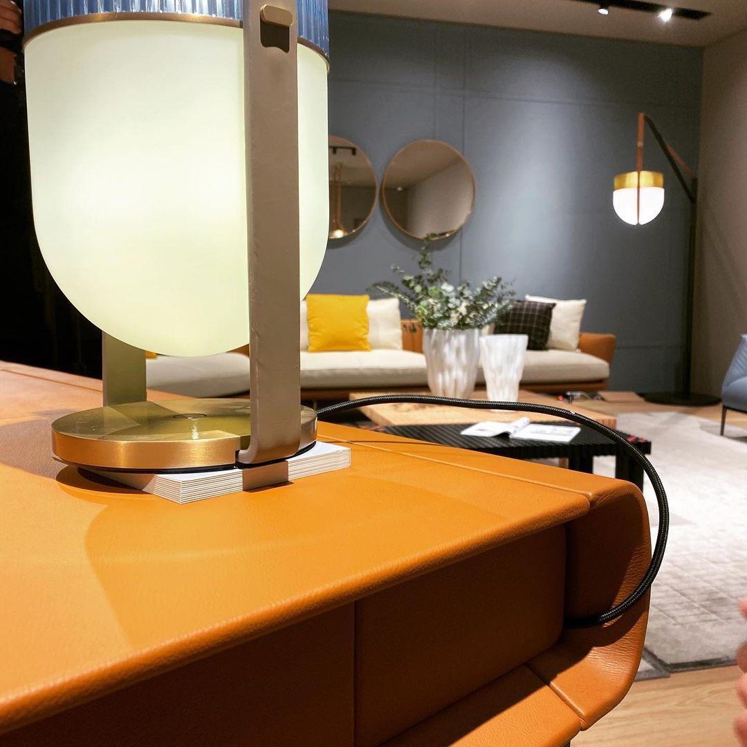 Close-up angle of Xi Side Table Lamp showing form and material detail