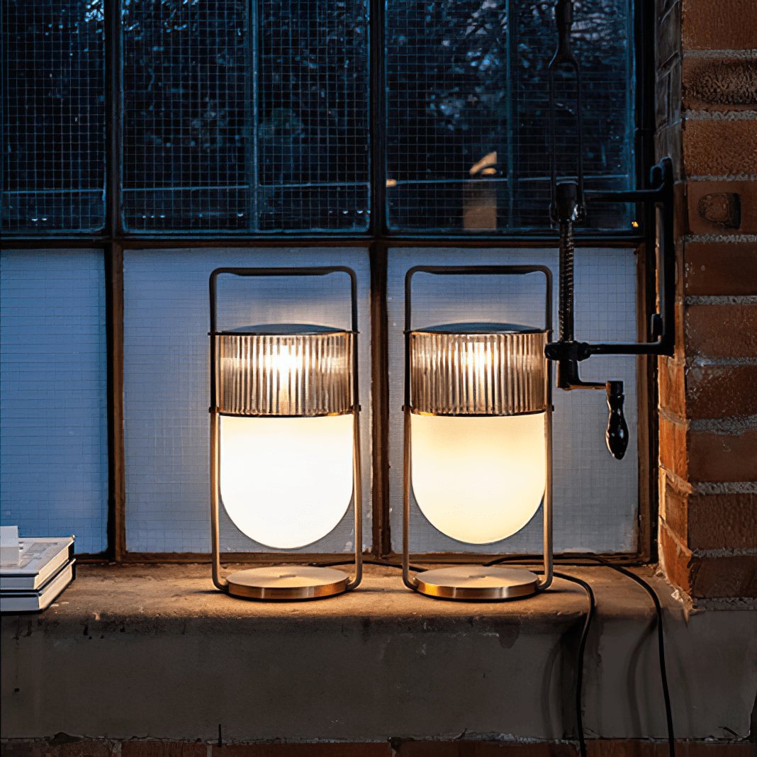 Close-up angle of Xi Side Table Lamp showing form and material detail