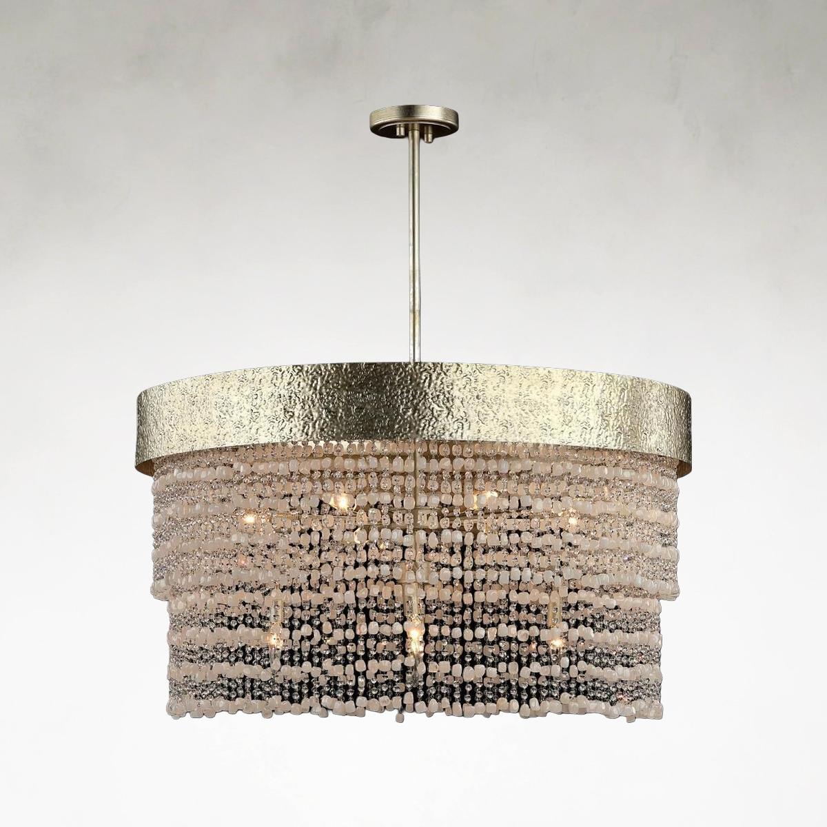 Crystal Curtain 12-Light 36-Inch Champagne Silver Chandelier Ceiling Fi x ture