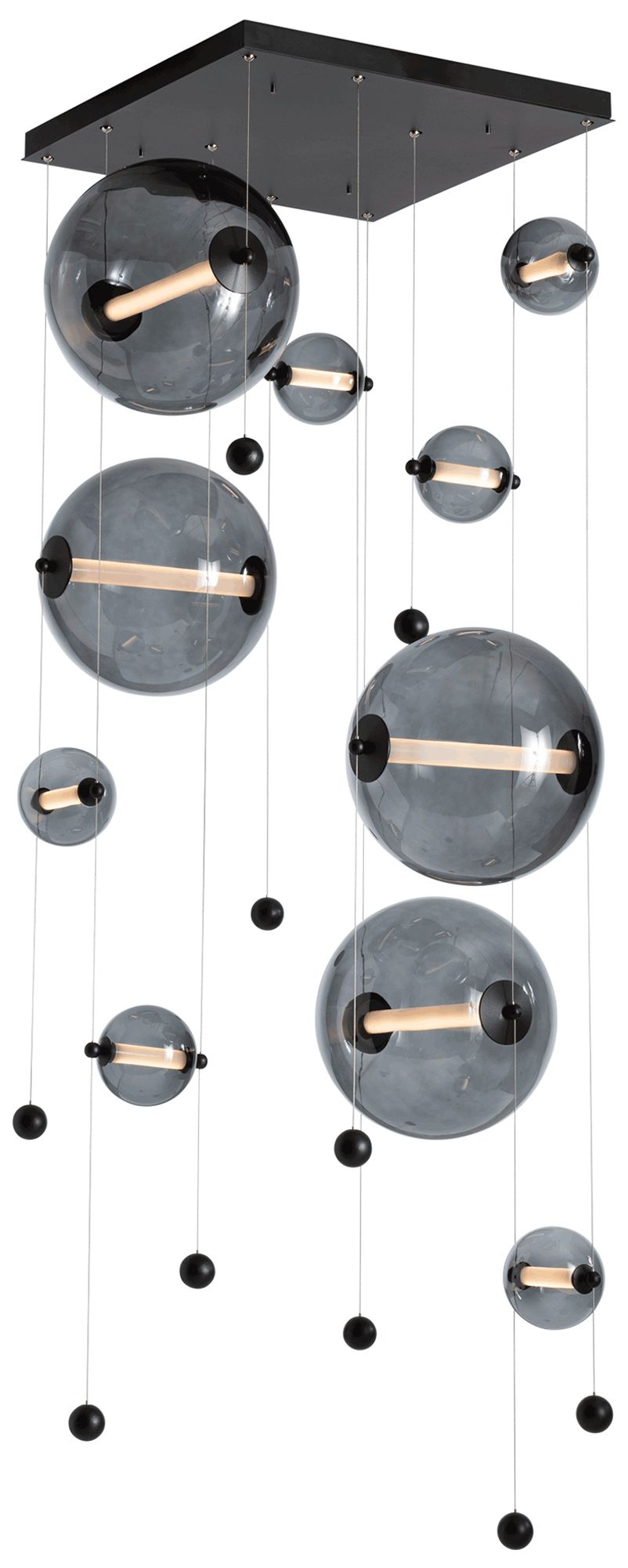 Abacus 10-Light Square LED Black Chandelier