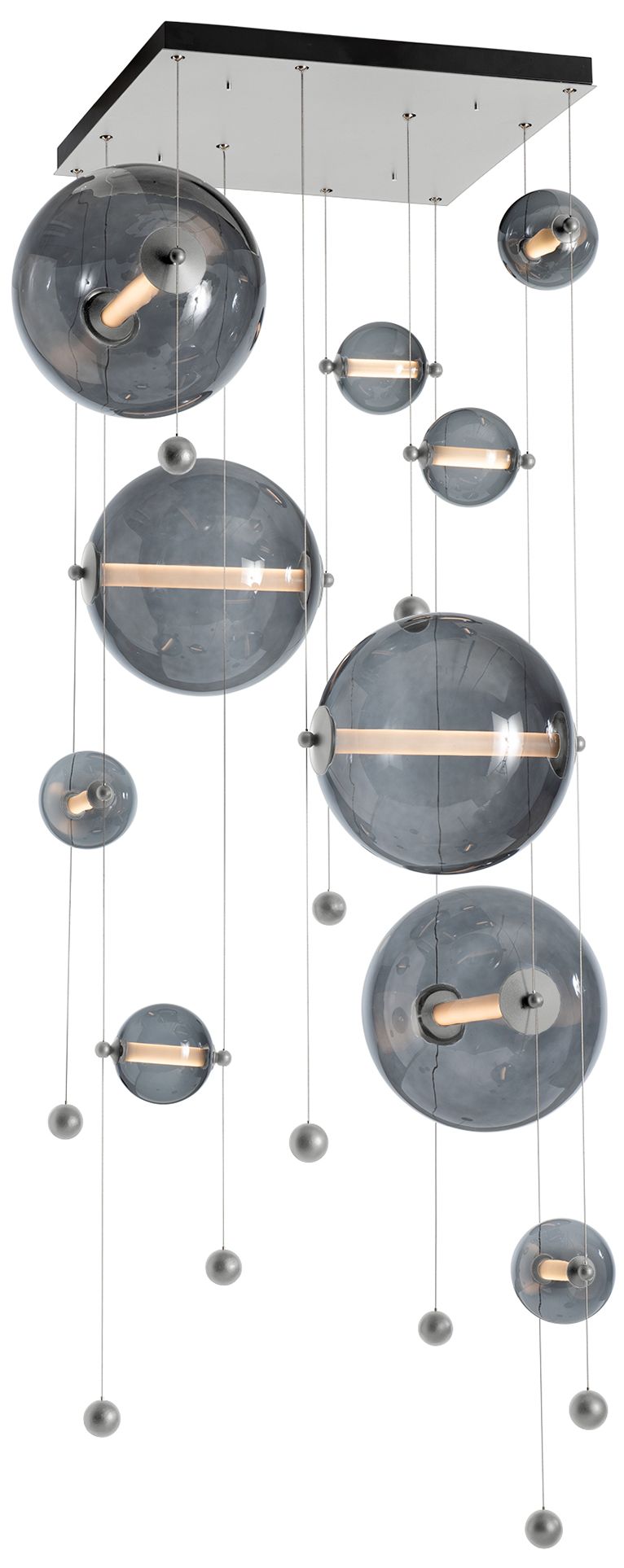 Abacus 10-Light Square LED Grey Chandelier