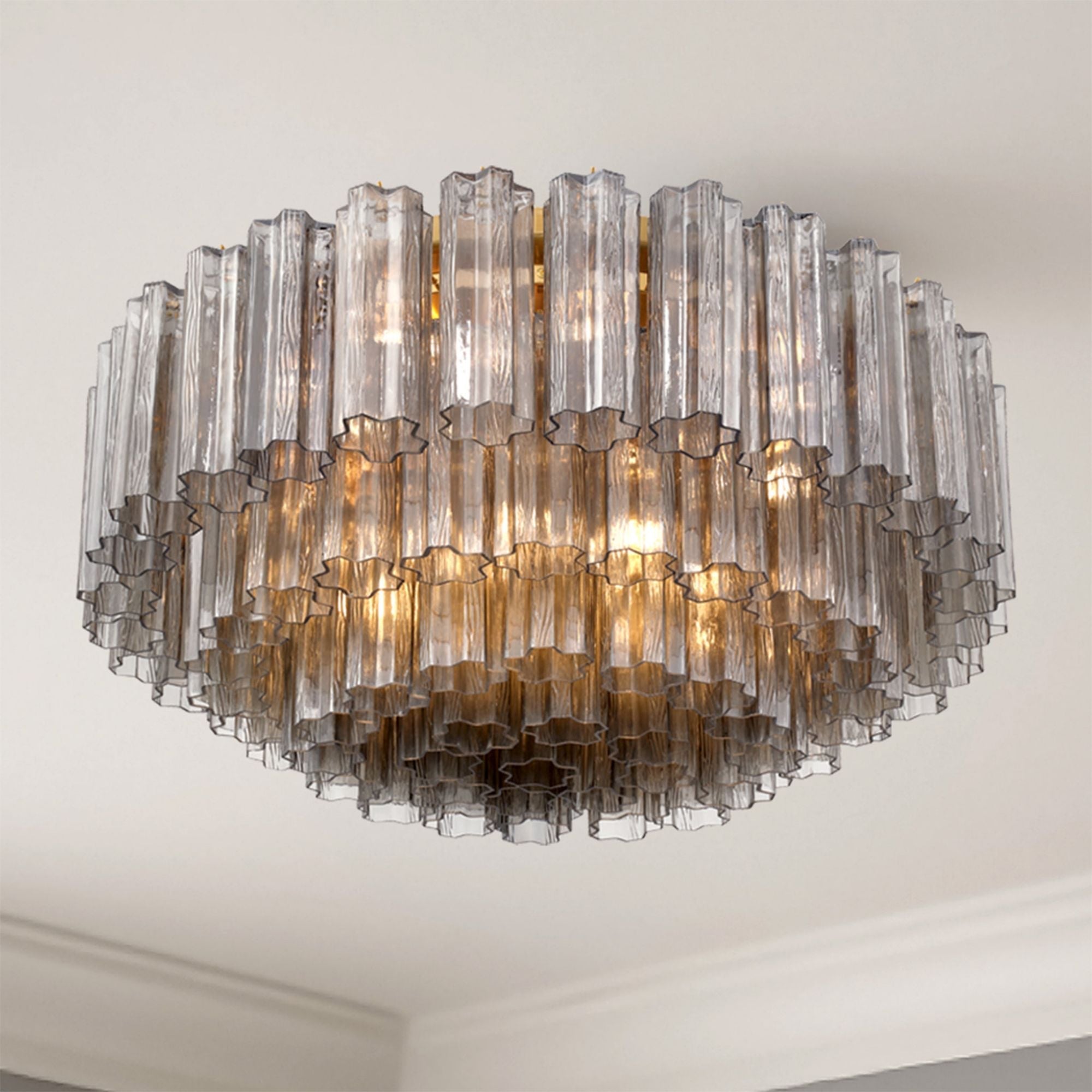 Addis 32-Inch Aged Brass Flush Mount Gray