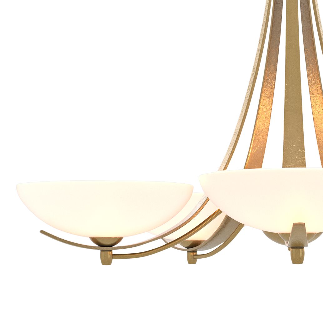 Aegis Modern Brass 5 Arm Chandelier with Opal Glass