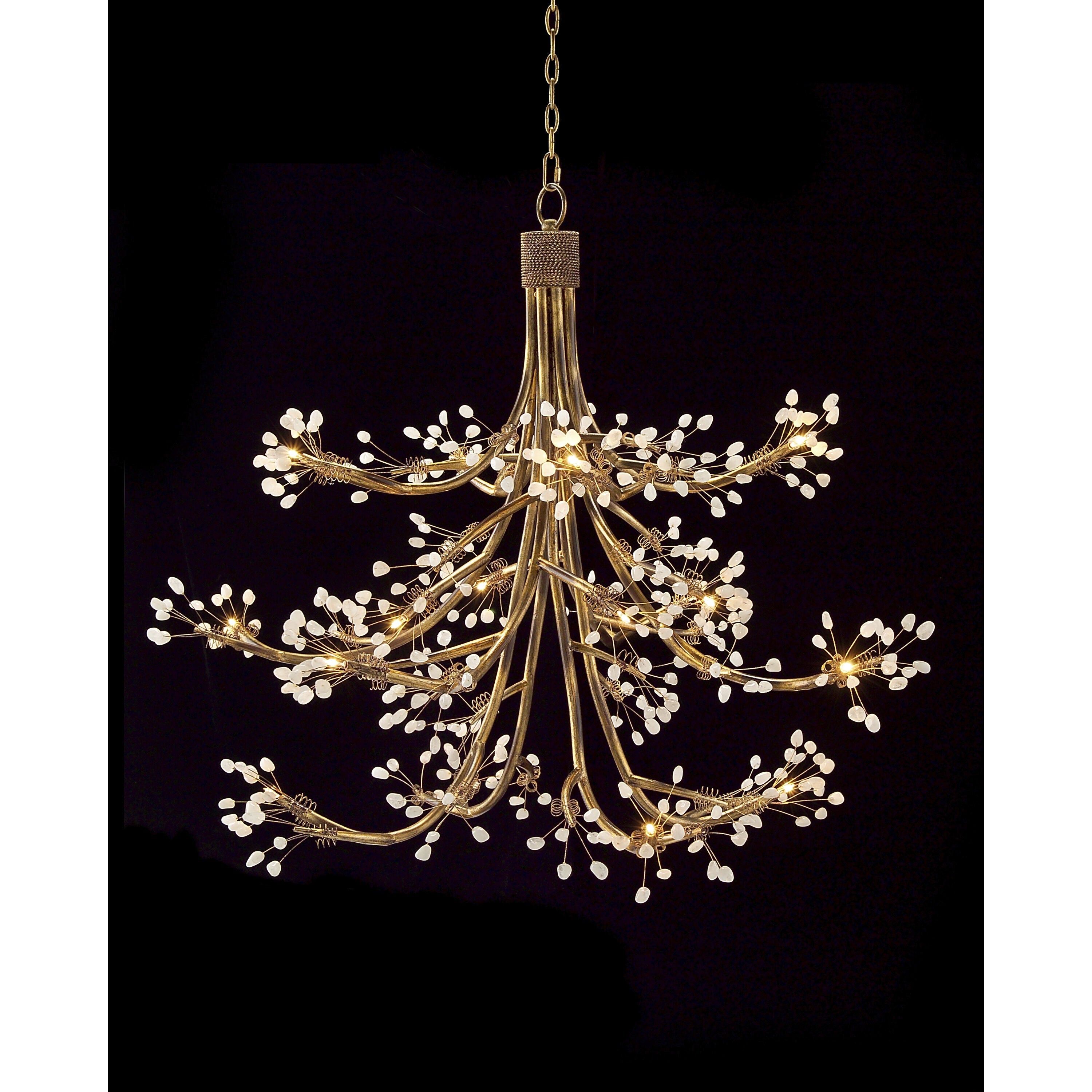 Leah Si x teen-Light 50-Inch Vintage Gold Chandelier Ceiling Fi x ture