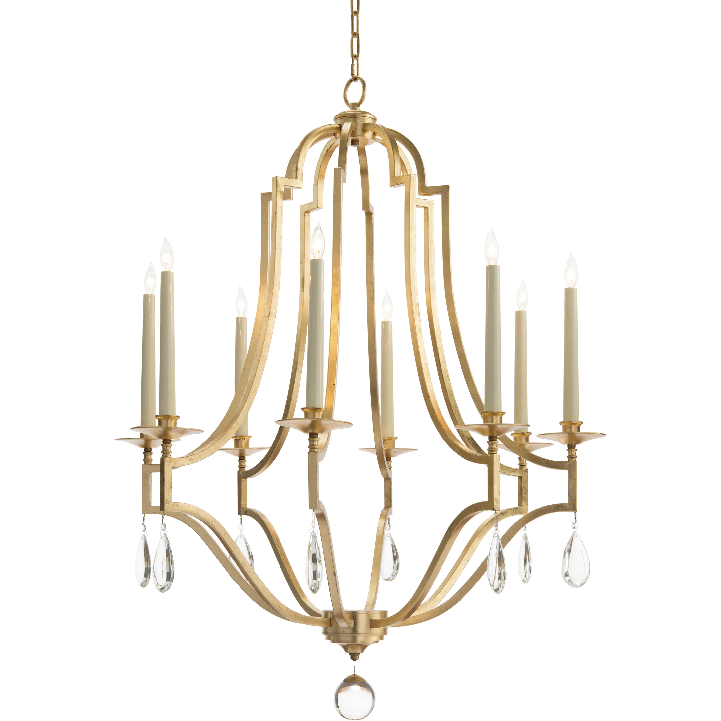 Leaha Eight-Light 37.5 Inch Gold Leaf Chandelier Ceiling Fi x ture