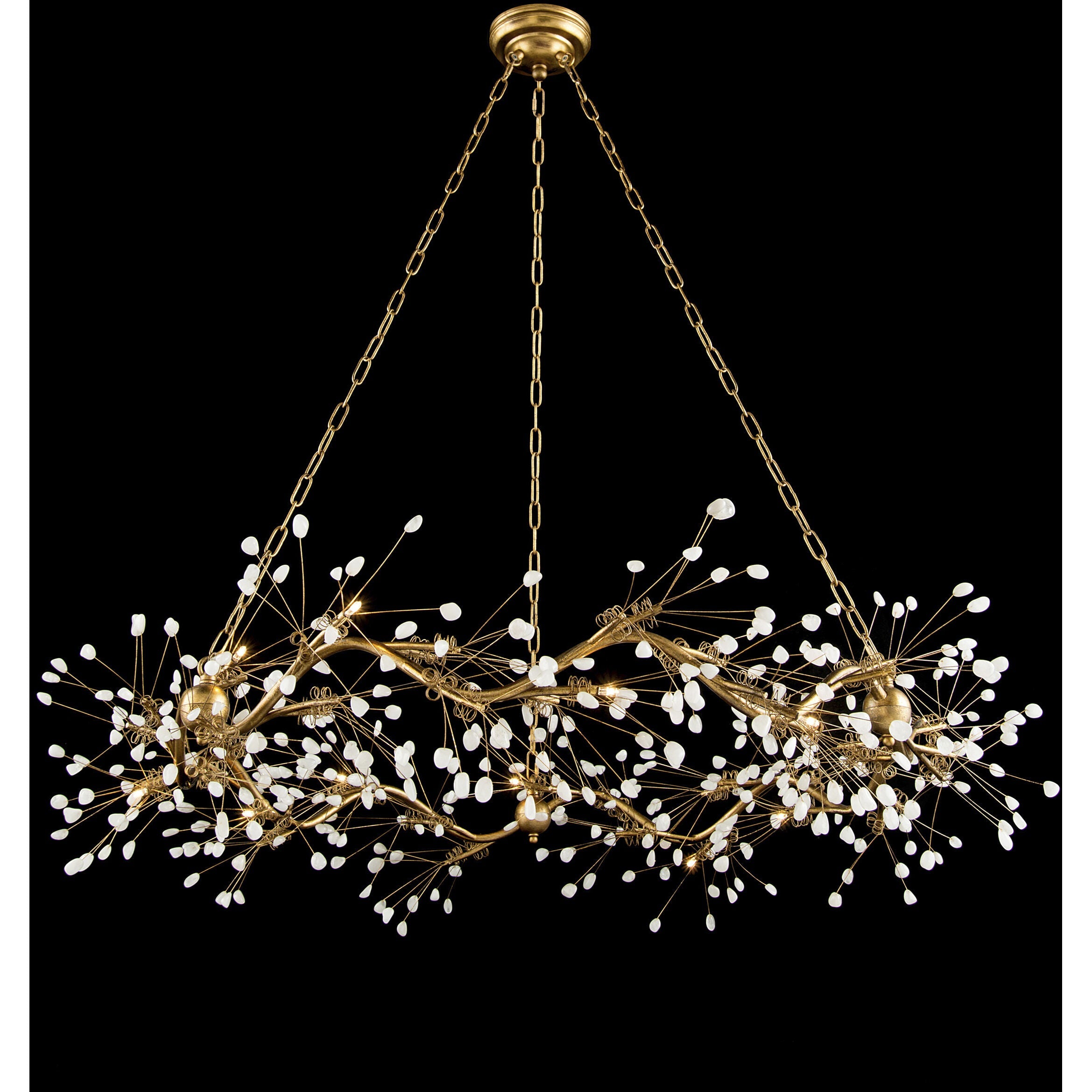 Waving Twelve-Light Stone Chandelier Ceiling Fi x ture