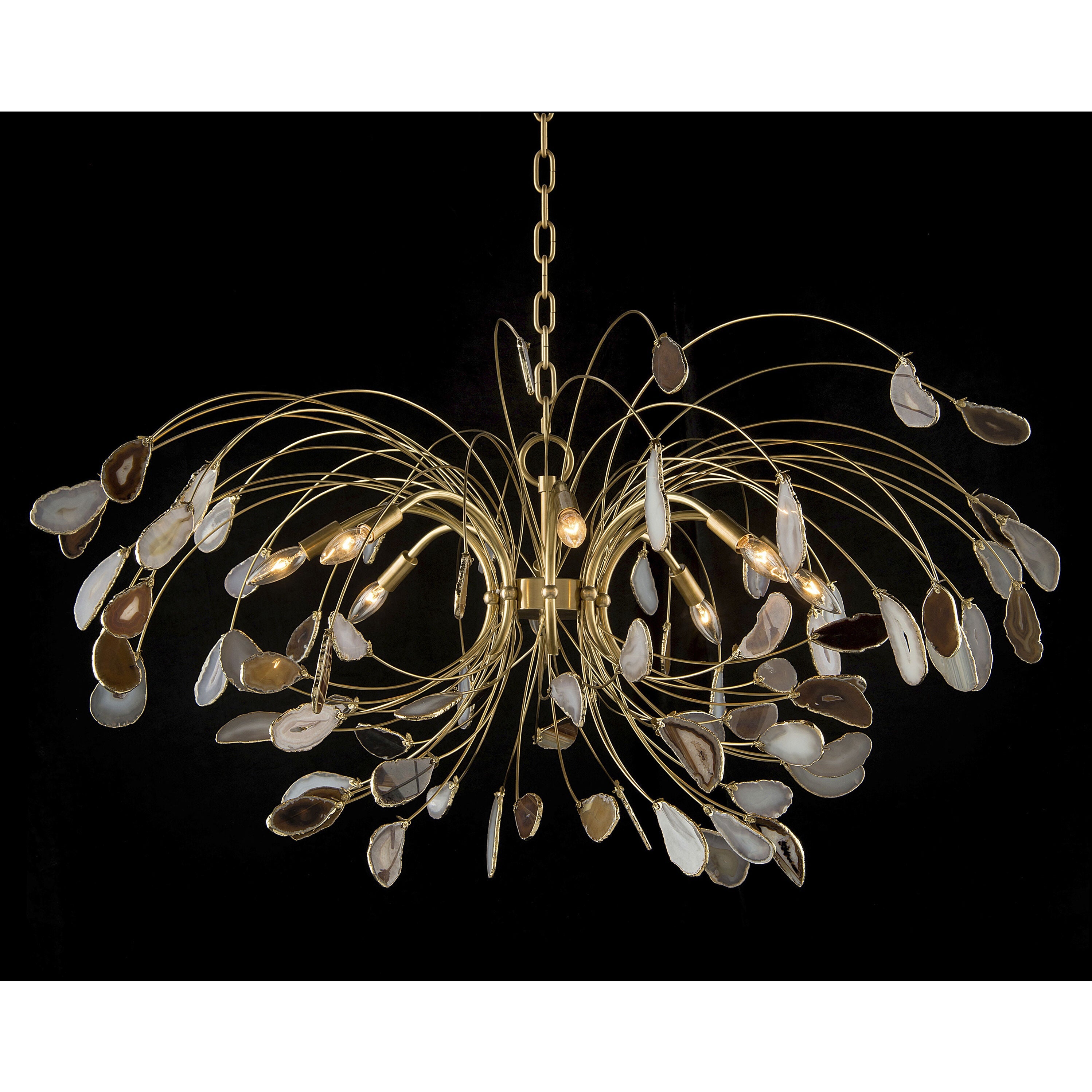 Leeya 8-Light Agate and Brass Chandelier Ceiling Fi x ture