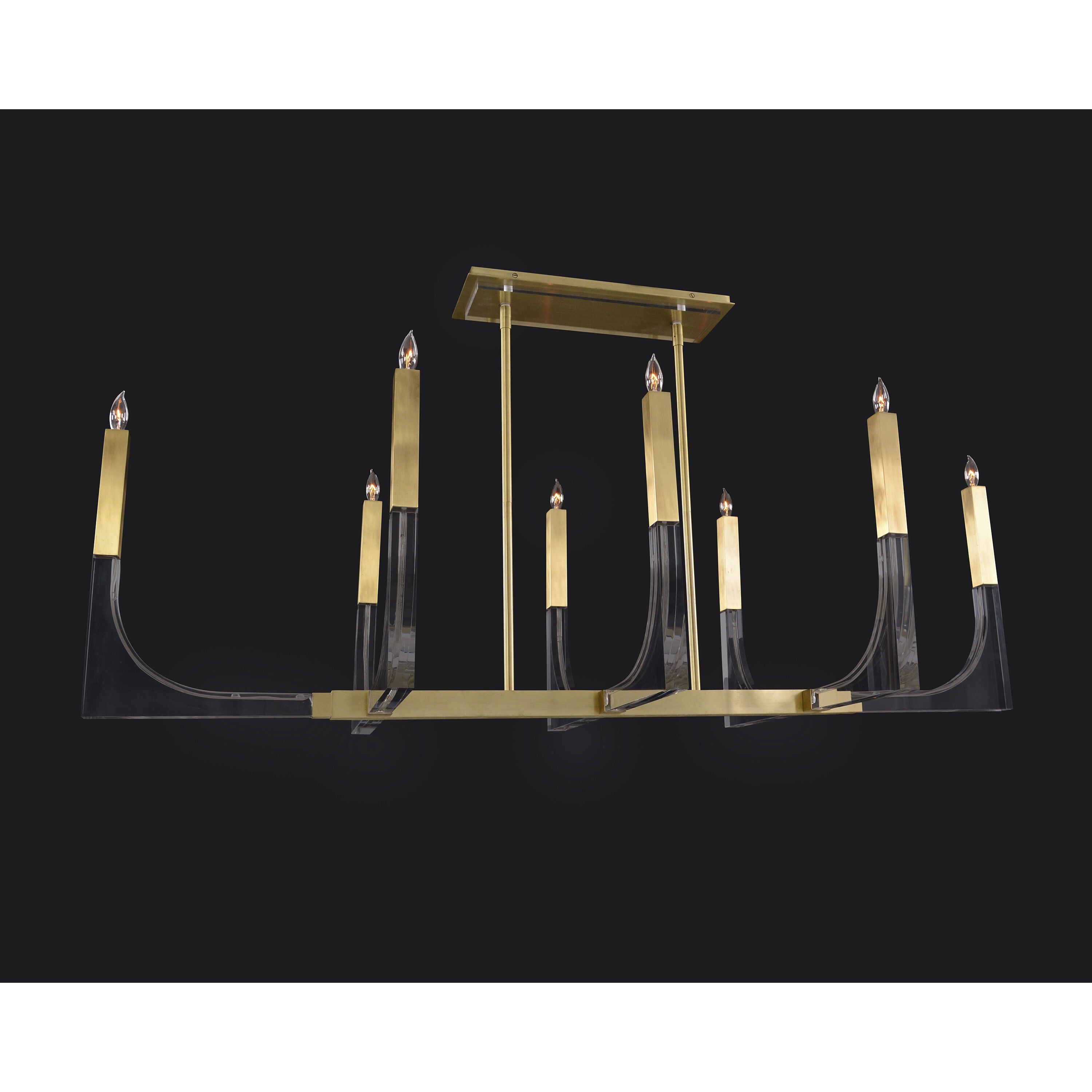 Genesis 8 Frosted Acrylic & Antique Brass Chandelier Ceiling Fi x ture