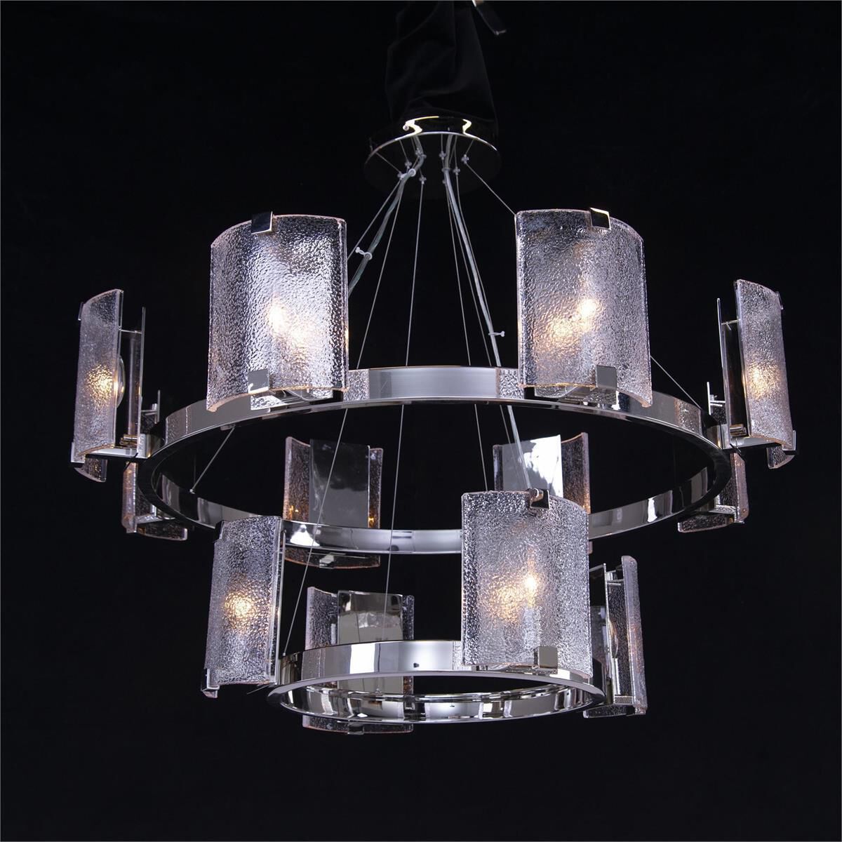 Claritas Twelve-Light 38-Inch Nickel Two-Tier Chandelier