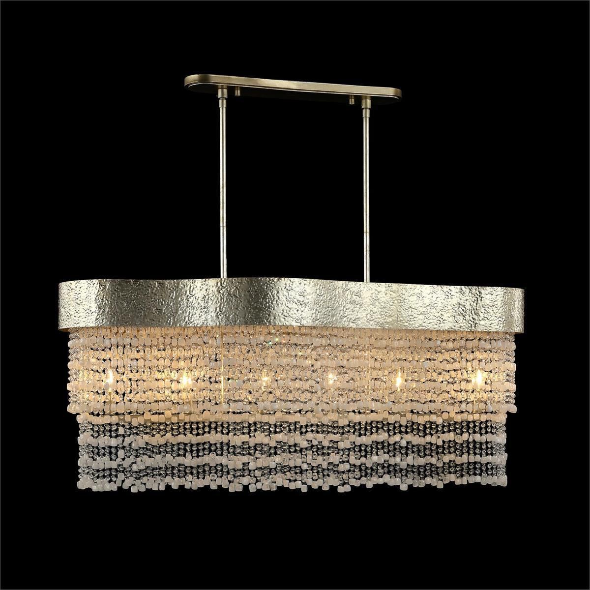 Crystal Drape 6-Light 48-Inch Champagne Silver Linear Chandelier Ceiling Light