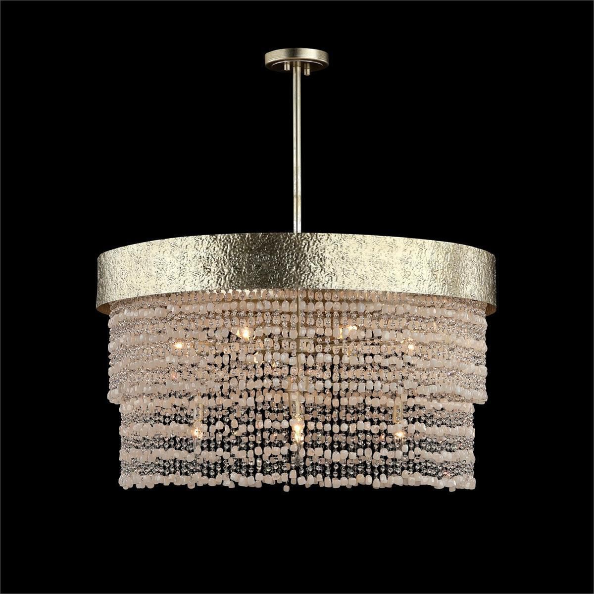 Crystal Curtain 12-Light 36-Inch Champagne Silver Chandelier Ceiling Fi x ture