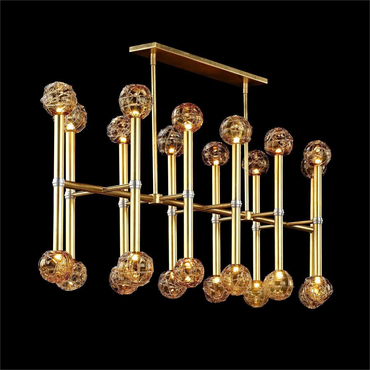 Fiammetta 24-Light 59-Inch Gold and Silver Leaf Linear Chandelier