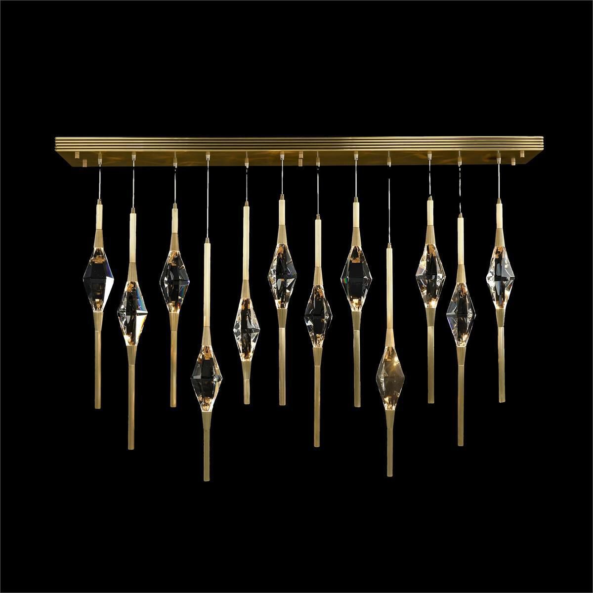 Sprezzatura Twelve-Light 66-Inch Honey Brass Linear Chandelier Ceiling Light