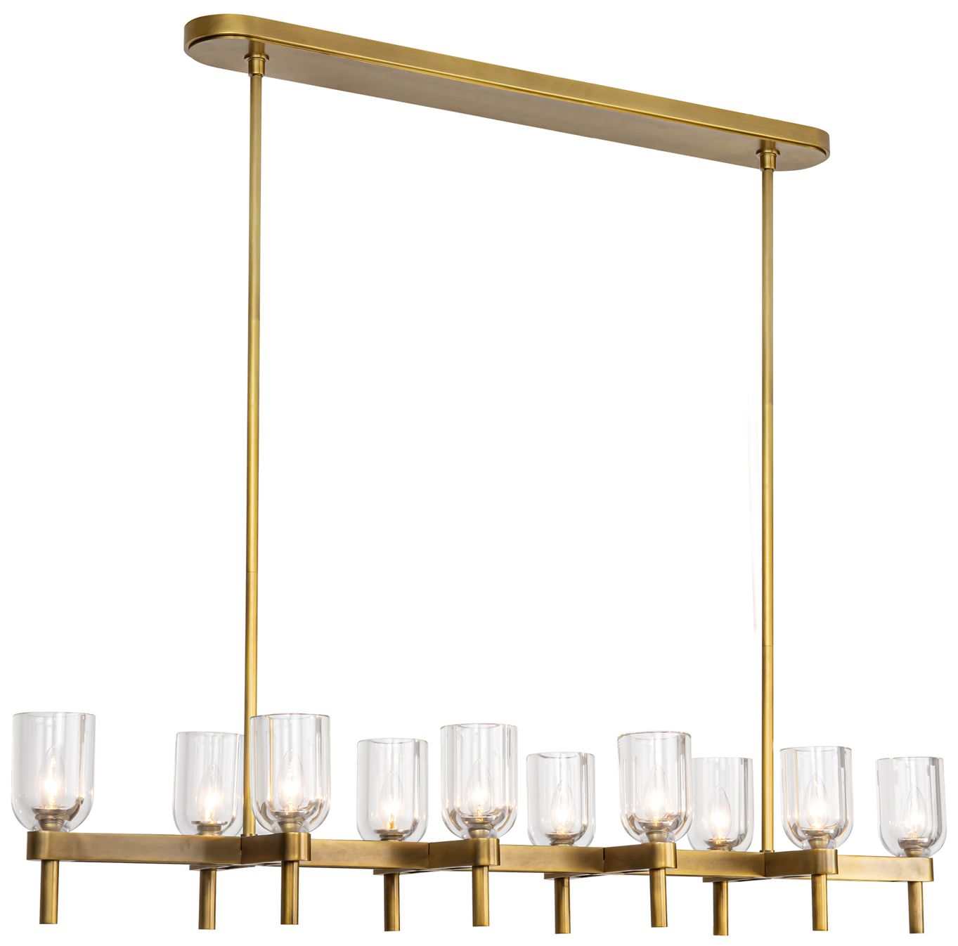 Alora Lucian E12 52-in Clear Brass Linear Pendant