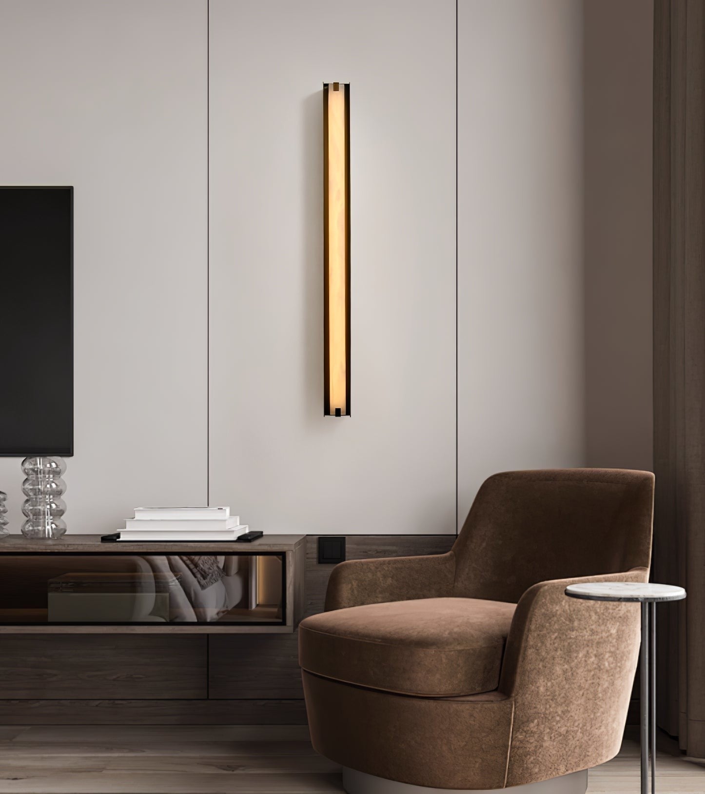Alvara Alabaster Vertical Wall Light, Bedroom Wall Sconce, detail 4