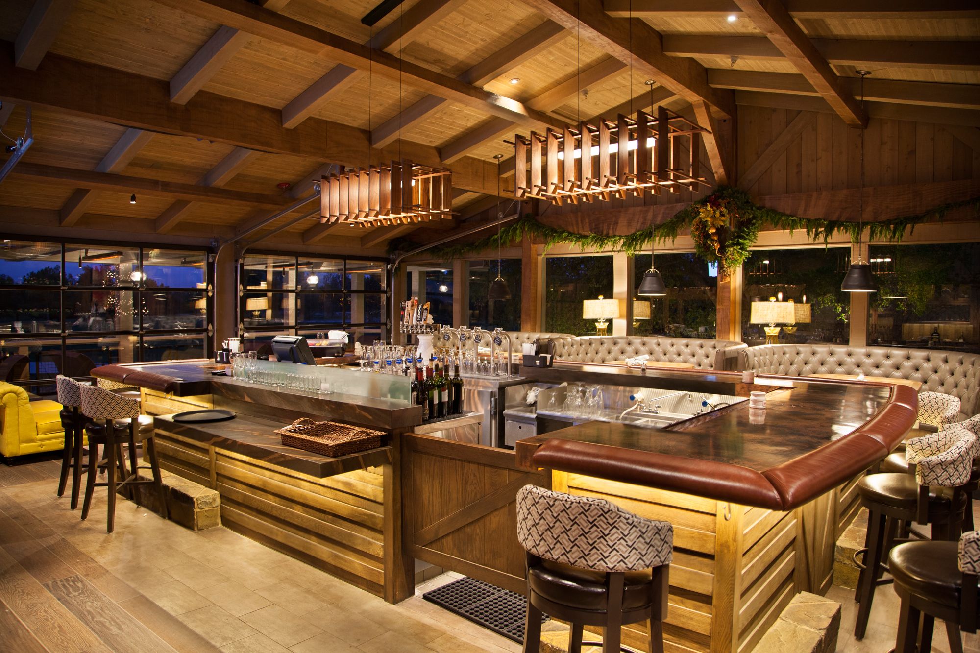 Arca 49" Wide Oiled Walnut LED Linear Pendant