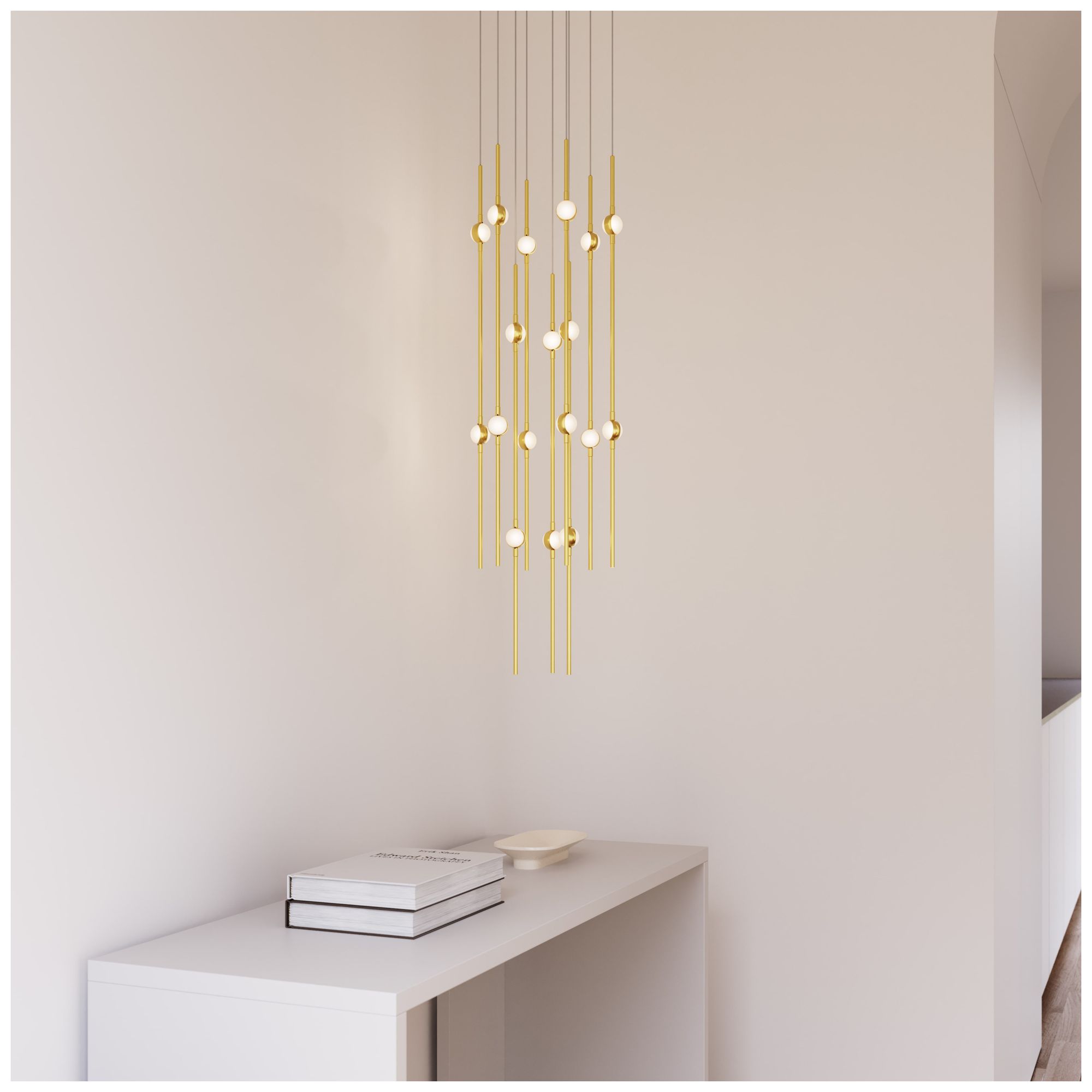 Aries 11.5"W Round Brass 2700K Short White Chandelier