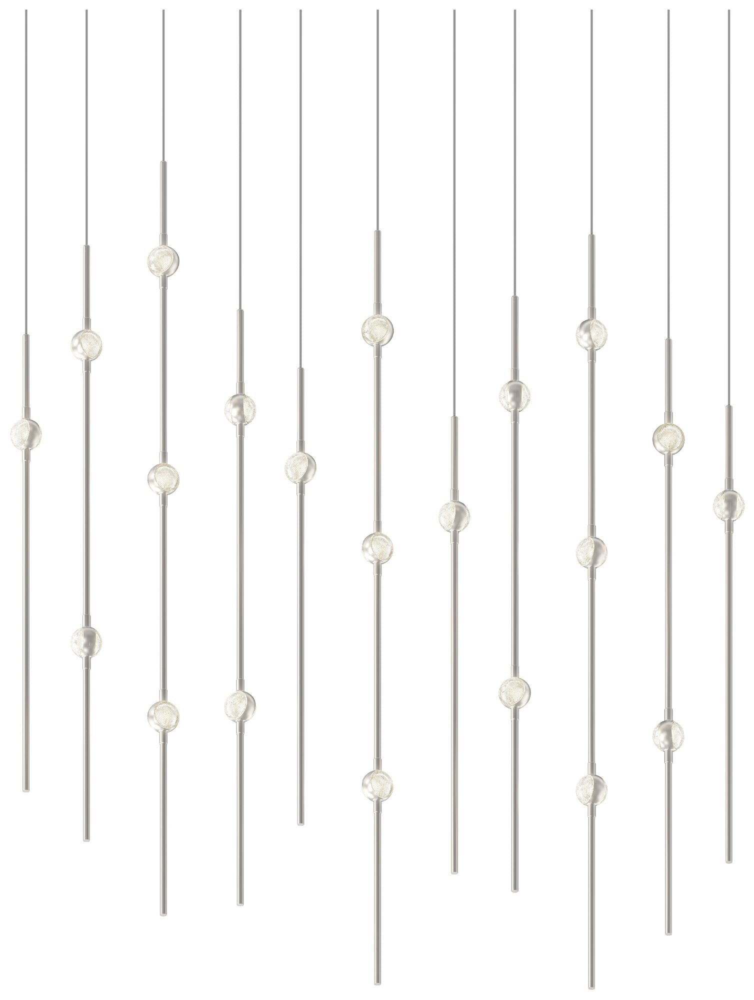 Aries 35.5"W Rectangle Nickel 3000K Long Chandelier